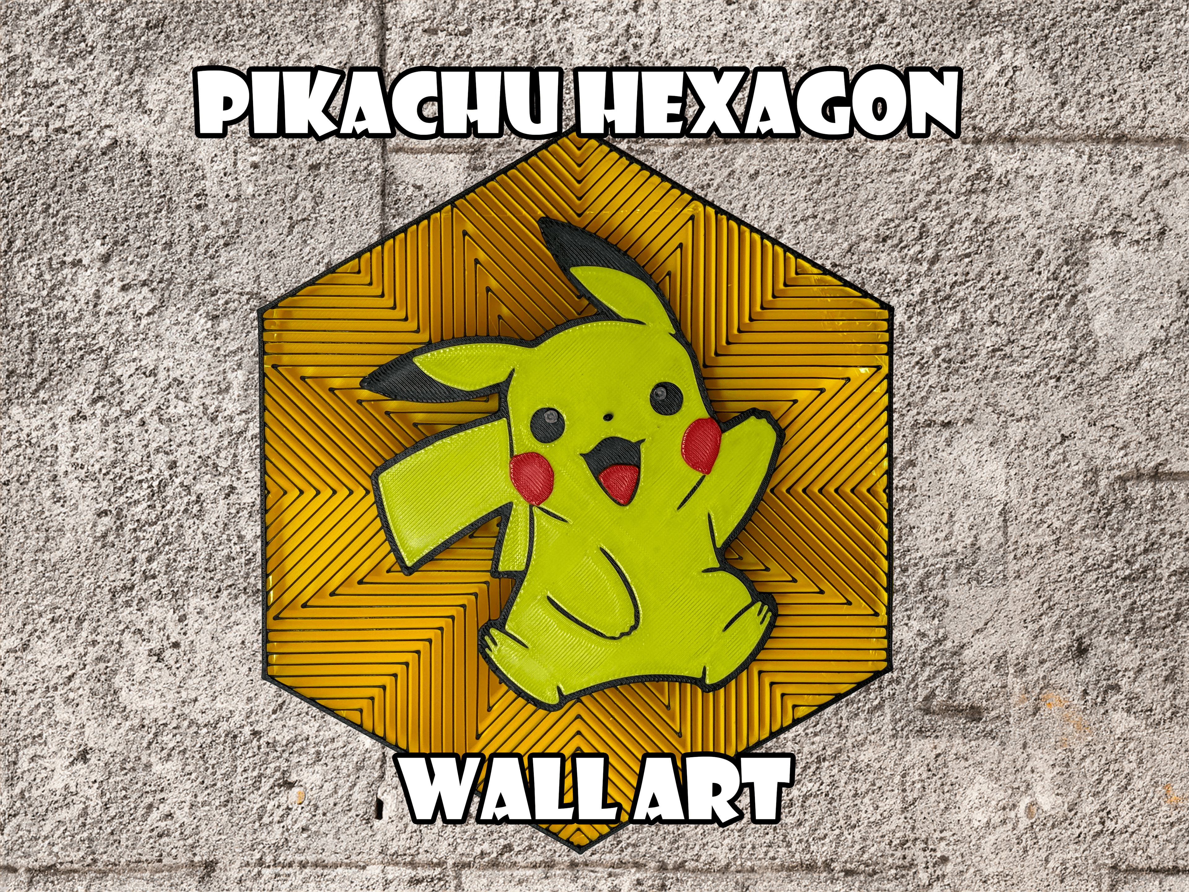 Pikachu Hexagon Wall art 3d model