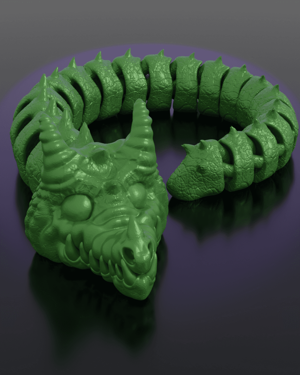 Articulated Dragon Snake - Spikey Version 3d model