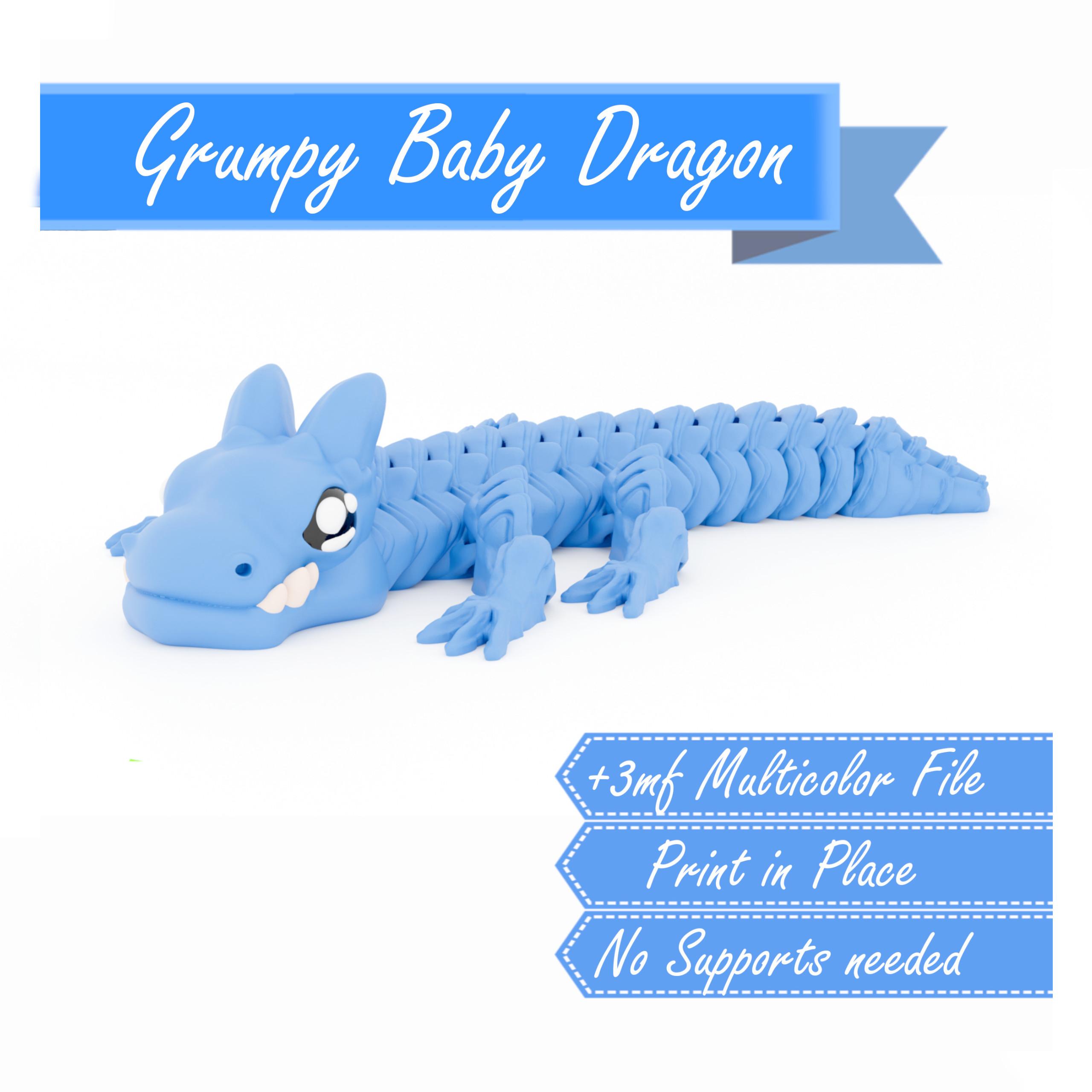 Grumpy Baby Dragon 🐉 - Multicolor - Articulated - Print in Place  3d model