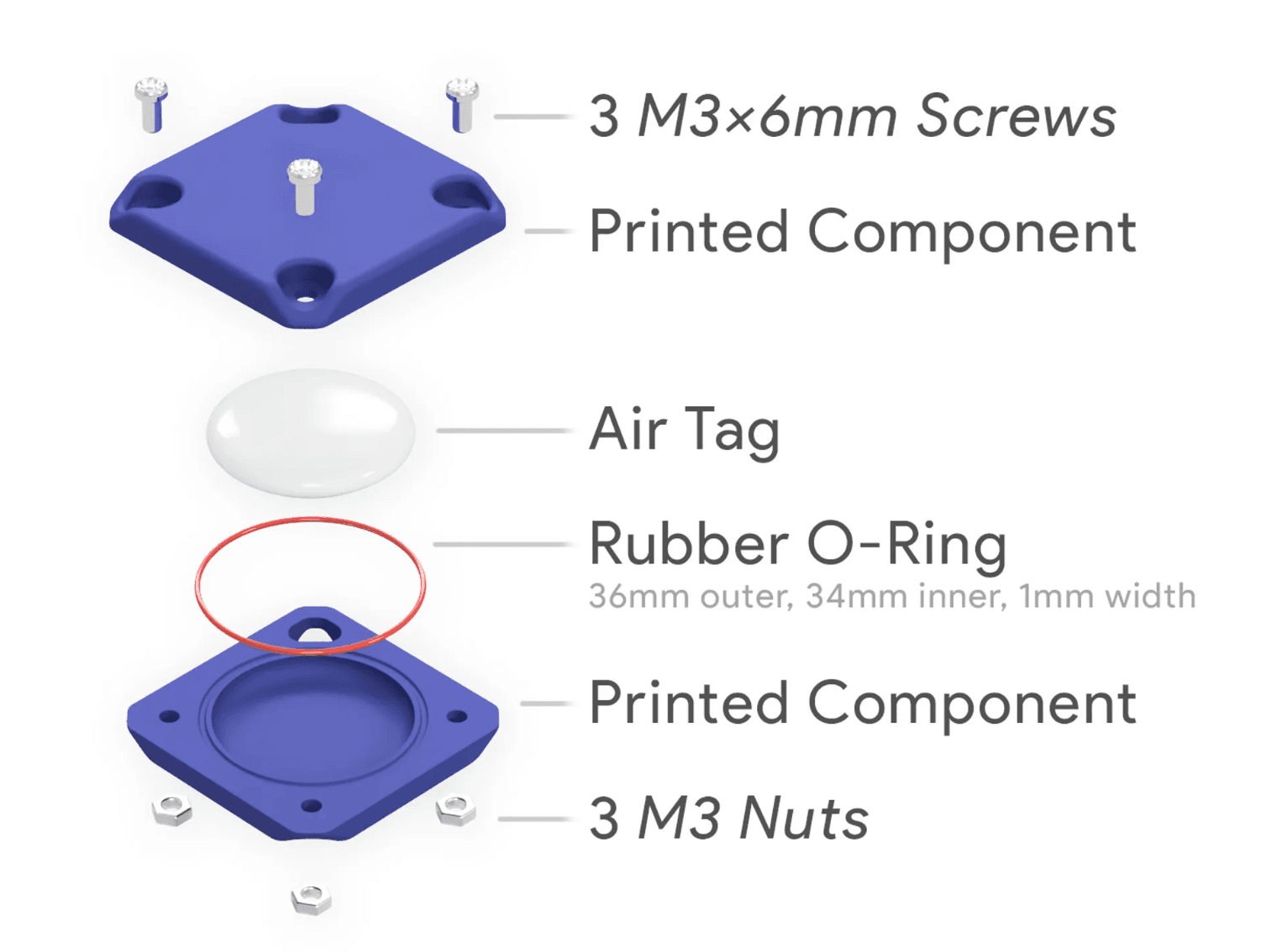 Waterproof AirTag Key Ring Case 3d model