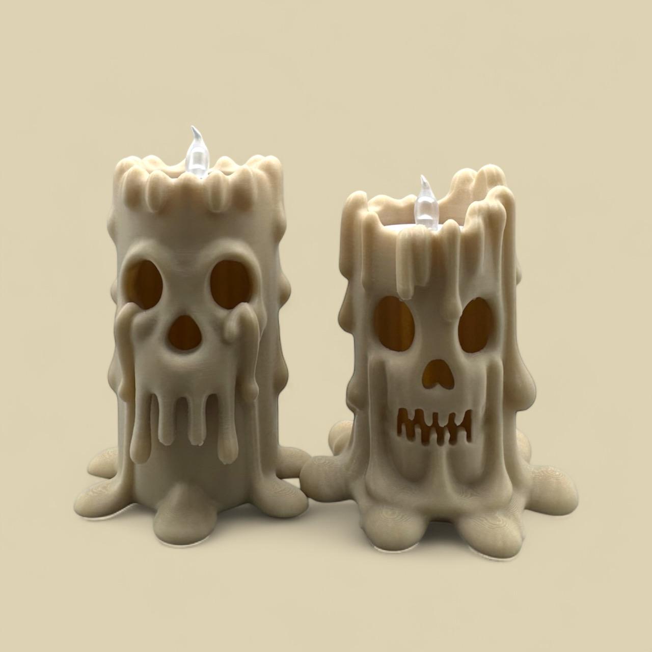 Spooky Melting Skull Candles –  Halloween Decor Tea Light Candles 3d model