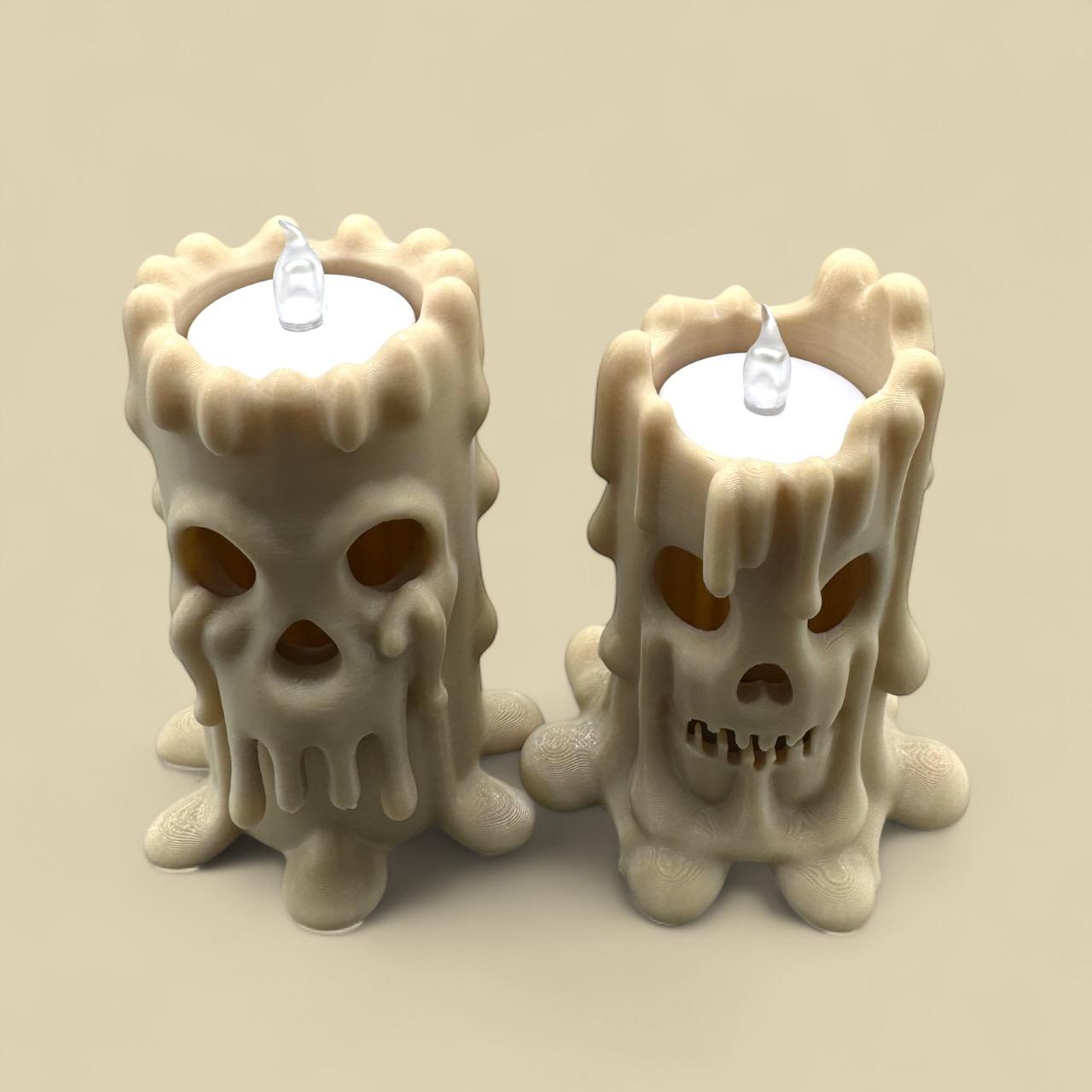 Spooky Melting Skull Candles –  Halloween Decor Tea Light Candles 3d model