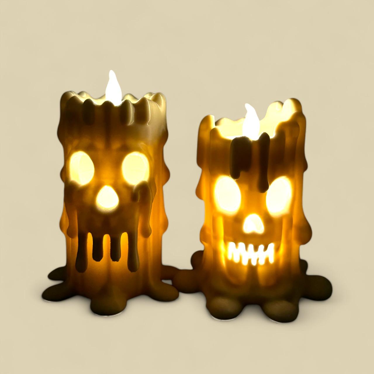 Spooky Melting Skull Candles –  Halloween Decor Tea Light Candles 3d model