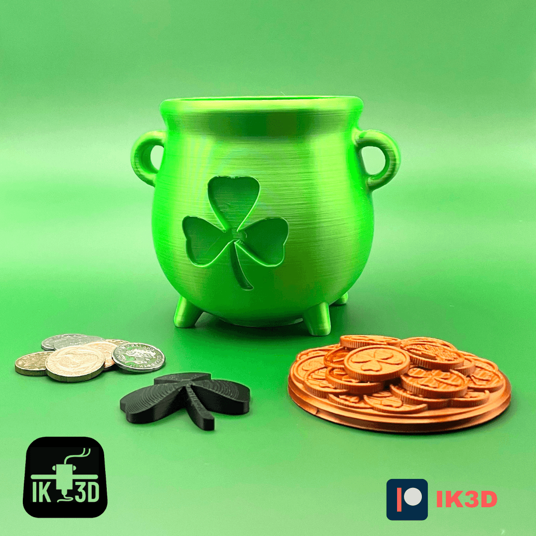 St Patrick's Day Leprechaun's Cauldron Money Box / Multi Parts 3d model