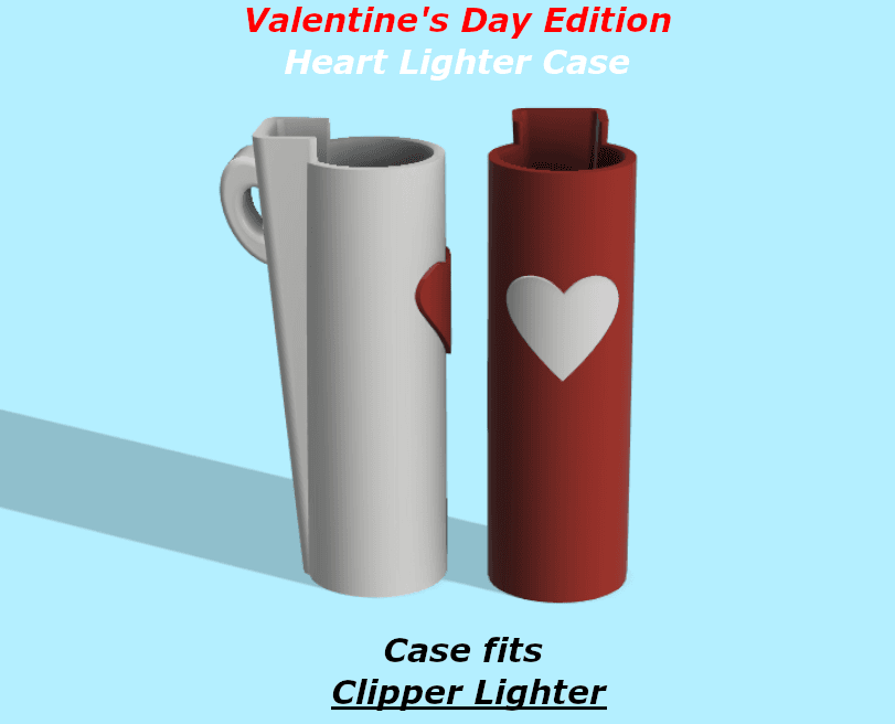 Valentine's Day Edition Lighter Cases (Bic Classic & Clipper) 3d model