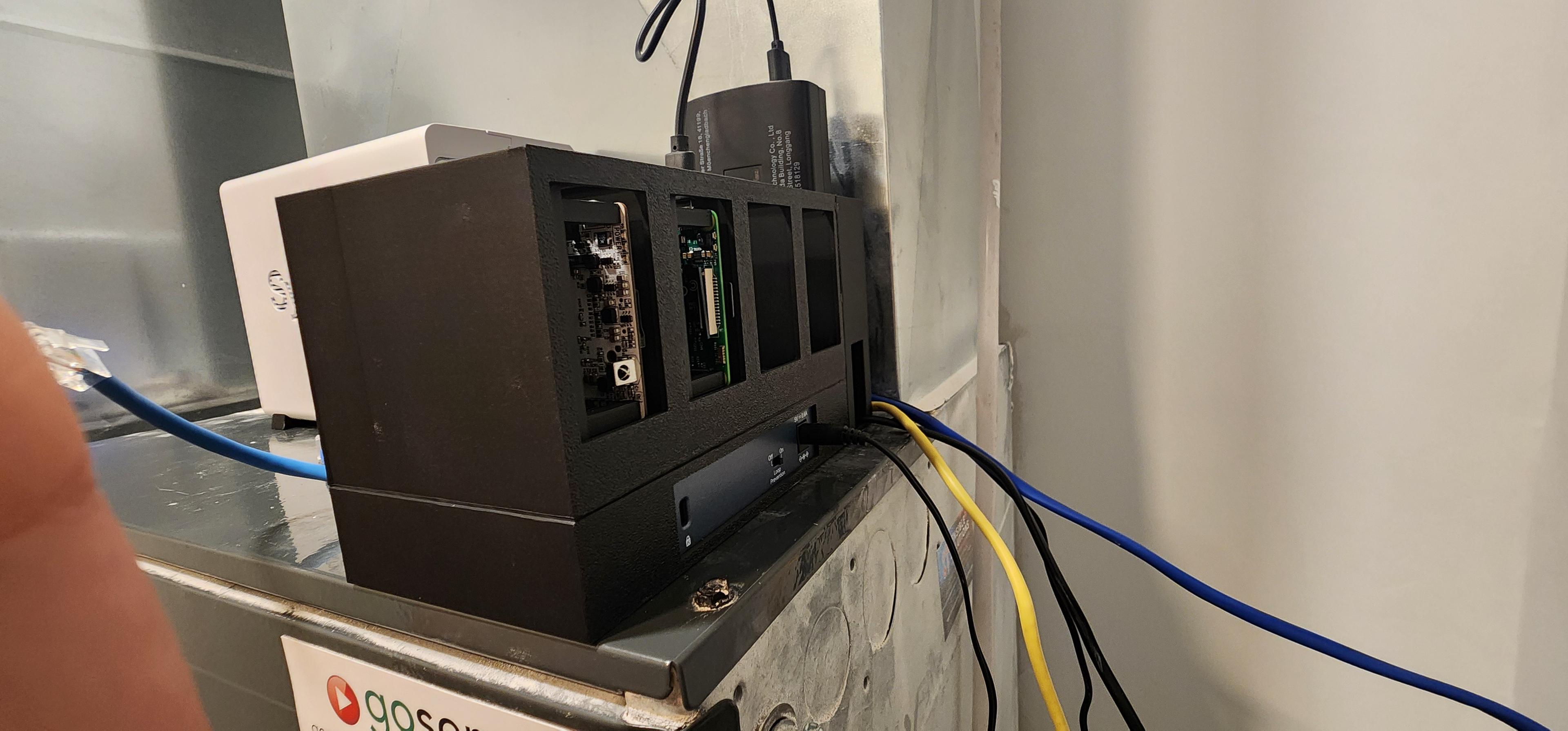 Raspberry Pi Mounting Rack with Support for Power Supply and Network Switch 3d model