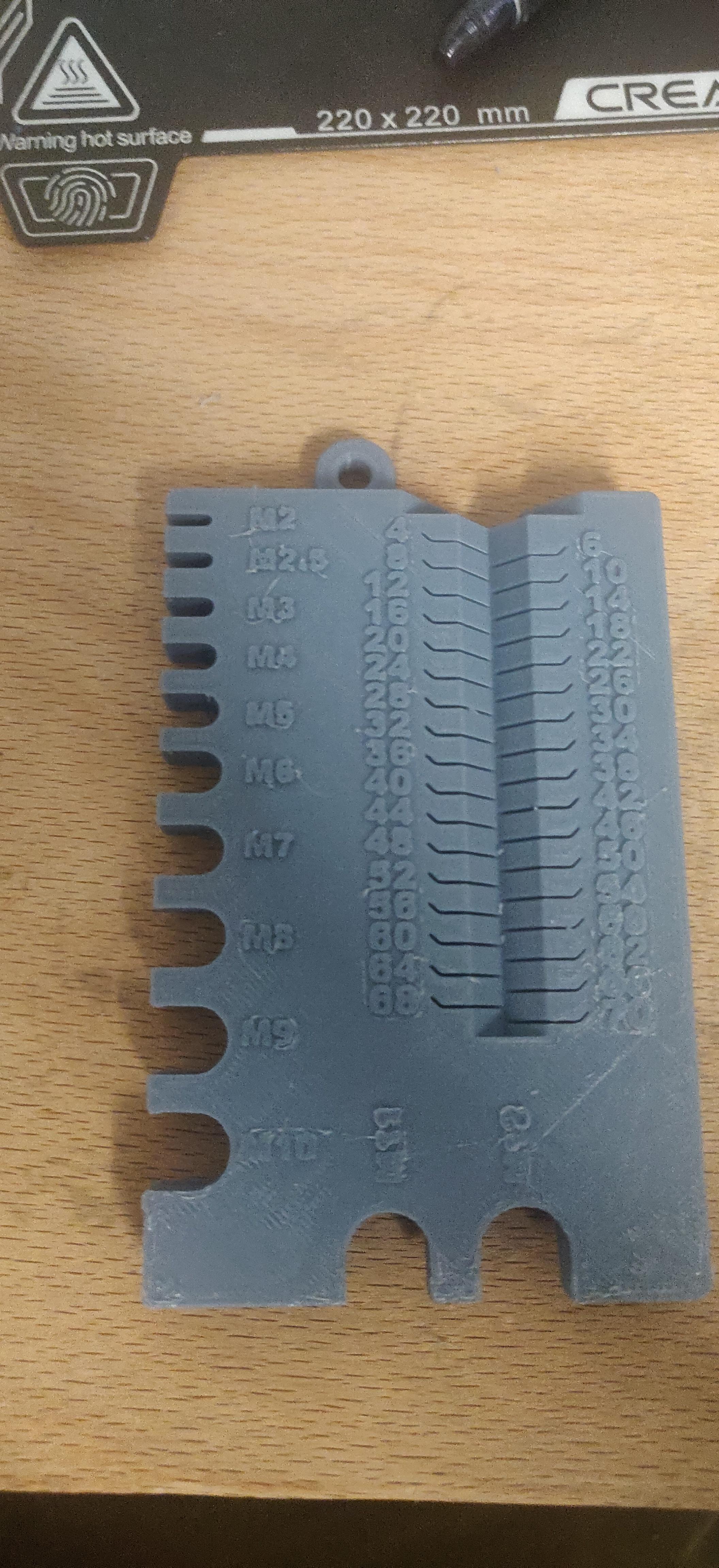 Simpler metric screw measuring device M2-M12 (Empty back side) - 70mm 3d model