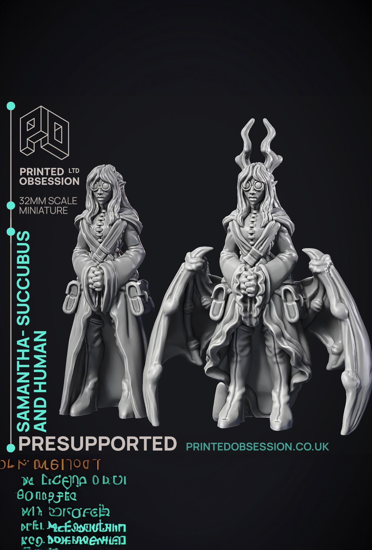 Succubus & Human 'Samantha' - 2 Models - PRESUPPORTED - Hell Hath No Fury - 32mm scale  3d model