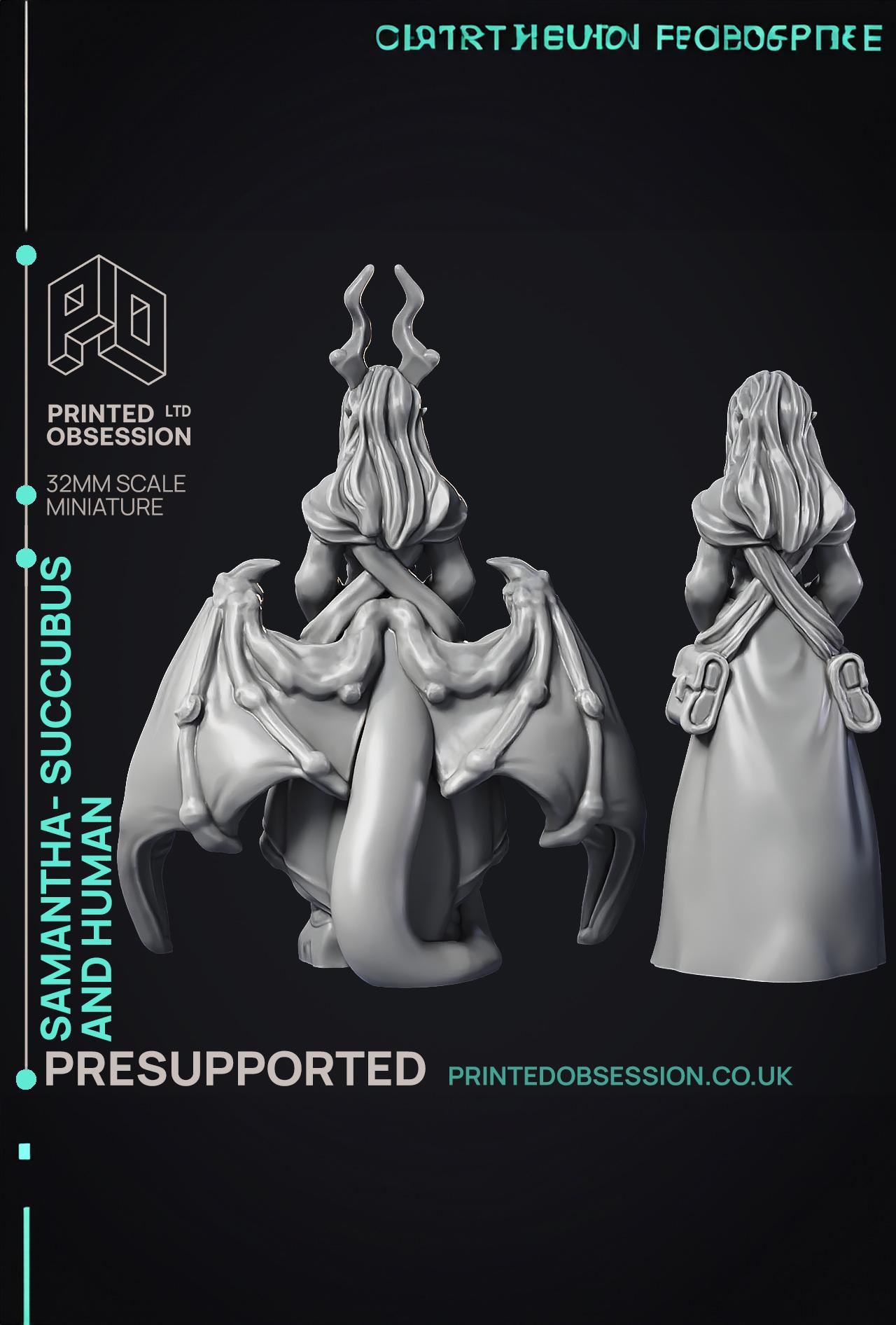 Succubus & Human 'Samantha' - 2 Models - PRESUPPORTED - Hell Hath No Fury - 32mm scale  3d model