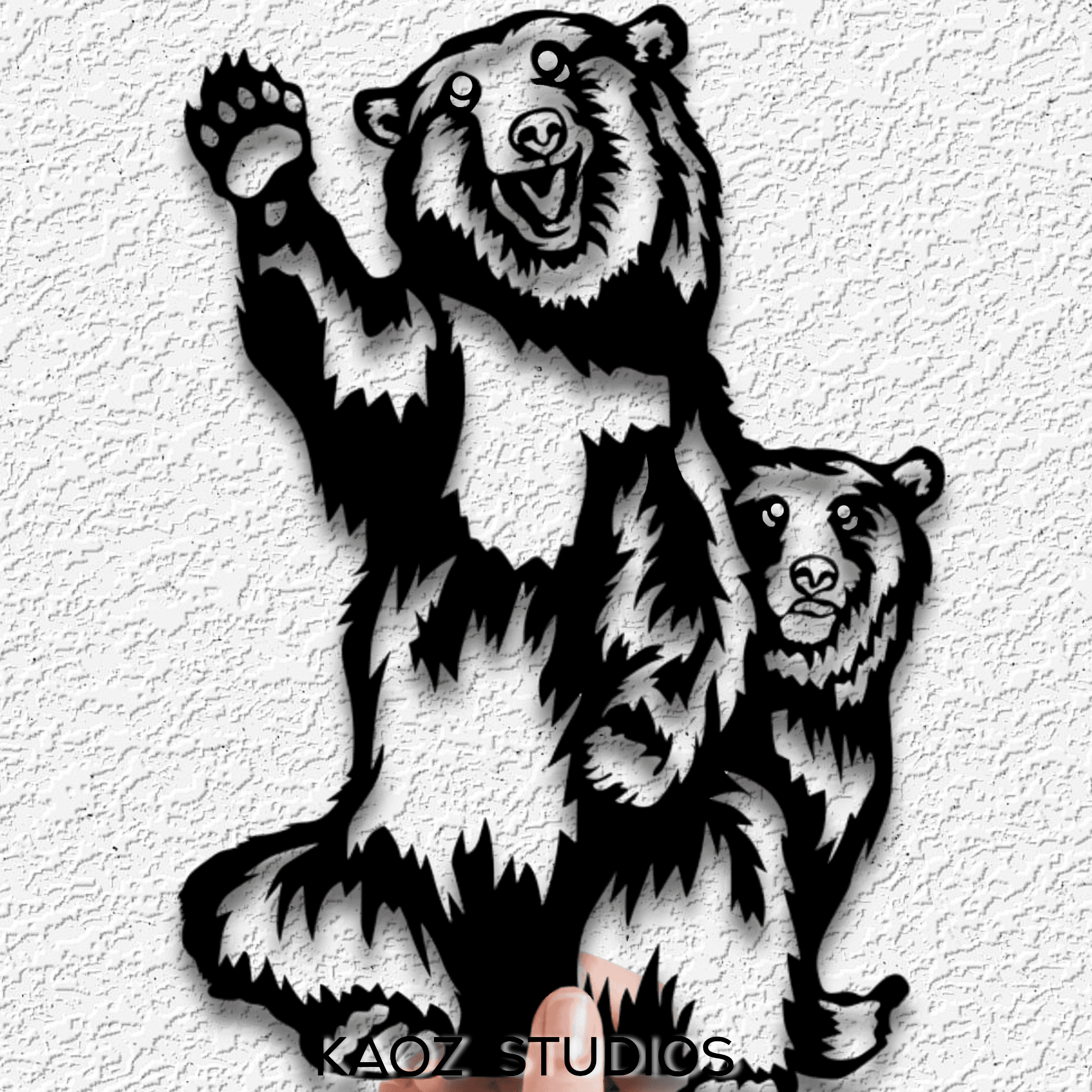 waving bear wall art cute bears wall decor mama bear and cub decoration 3d model
