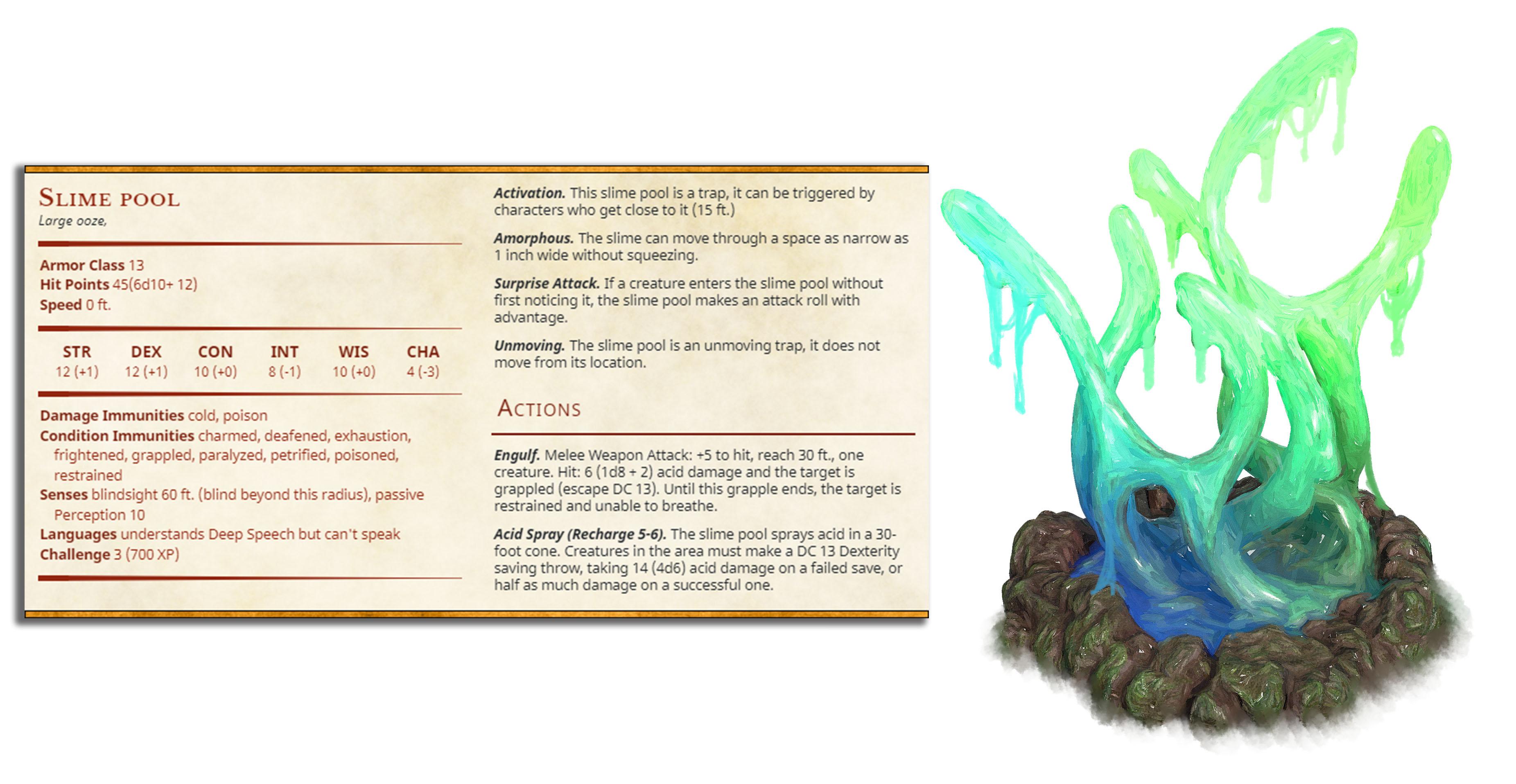 Slime Pool - The Gelatinous Queen - PRESUPPORTED - Illustrated and Stats - 32mm scale			 3d model