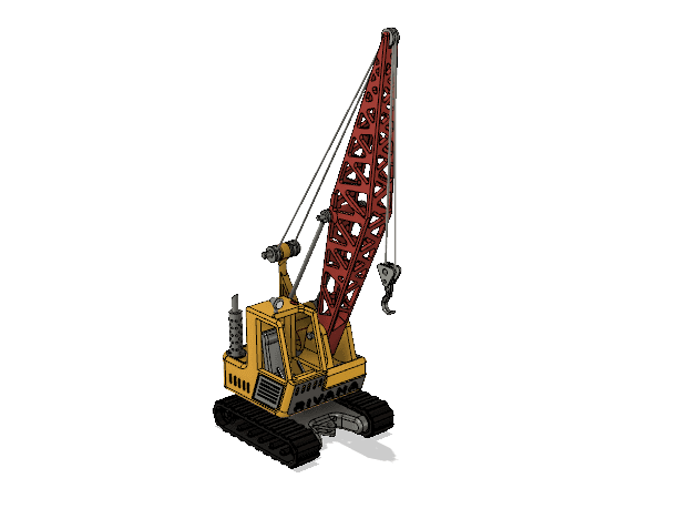 Yellow Crawler Crane with Movements 3d model