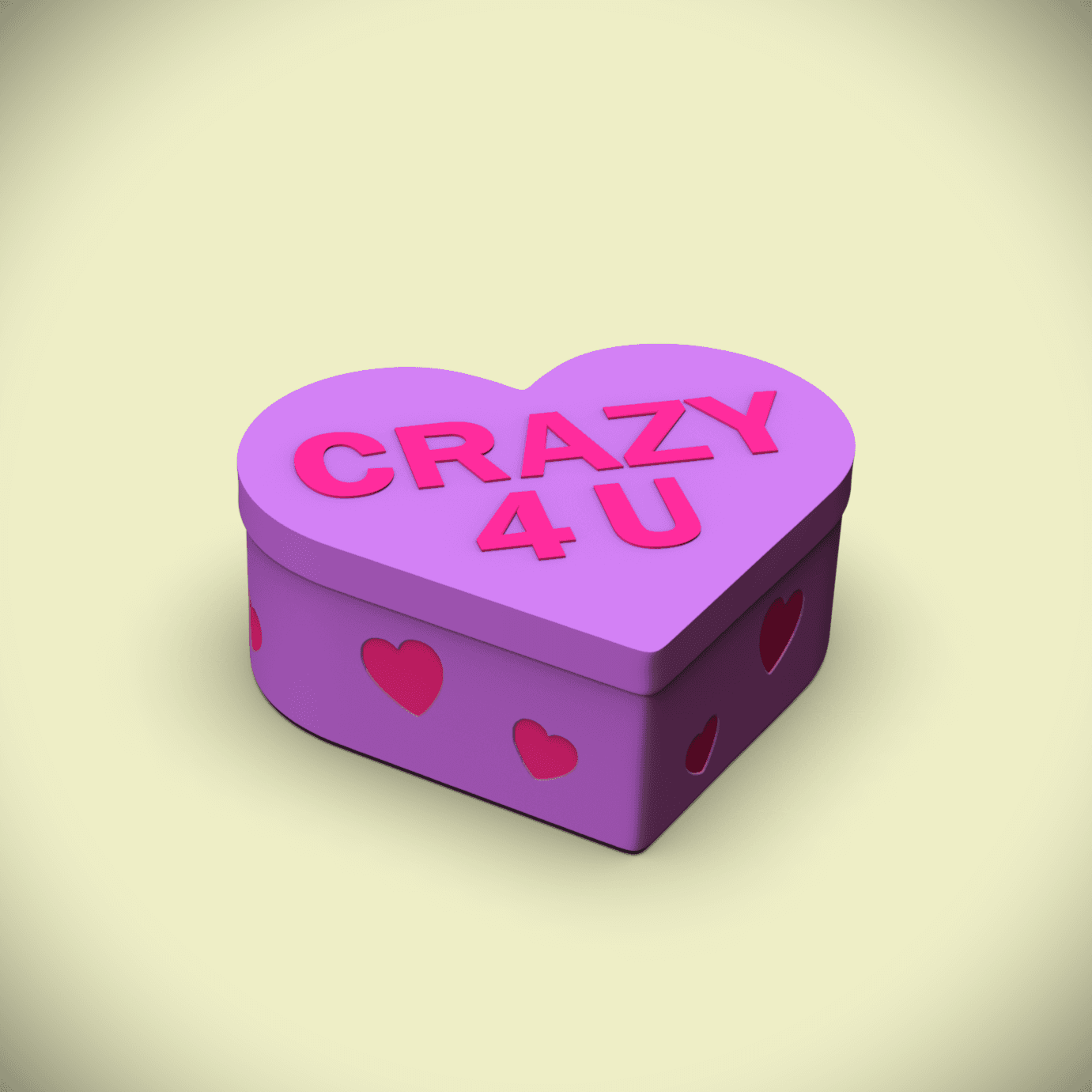 Crazy 4 U -Candy Heart Gift Box (+Bambu 3mf) 3d model