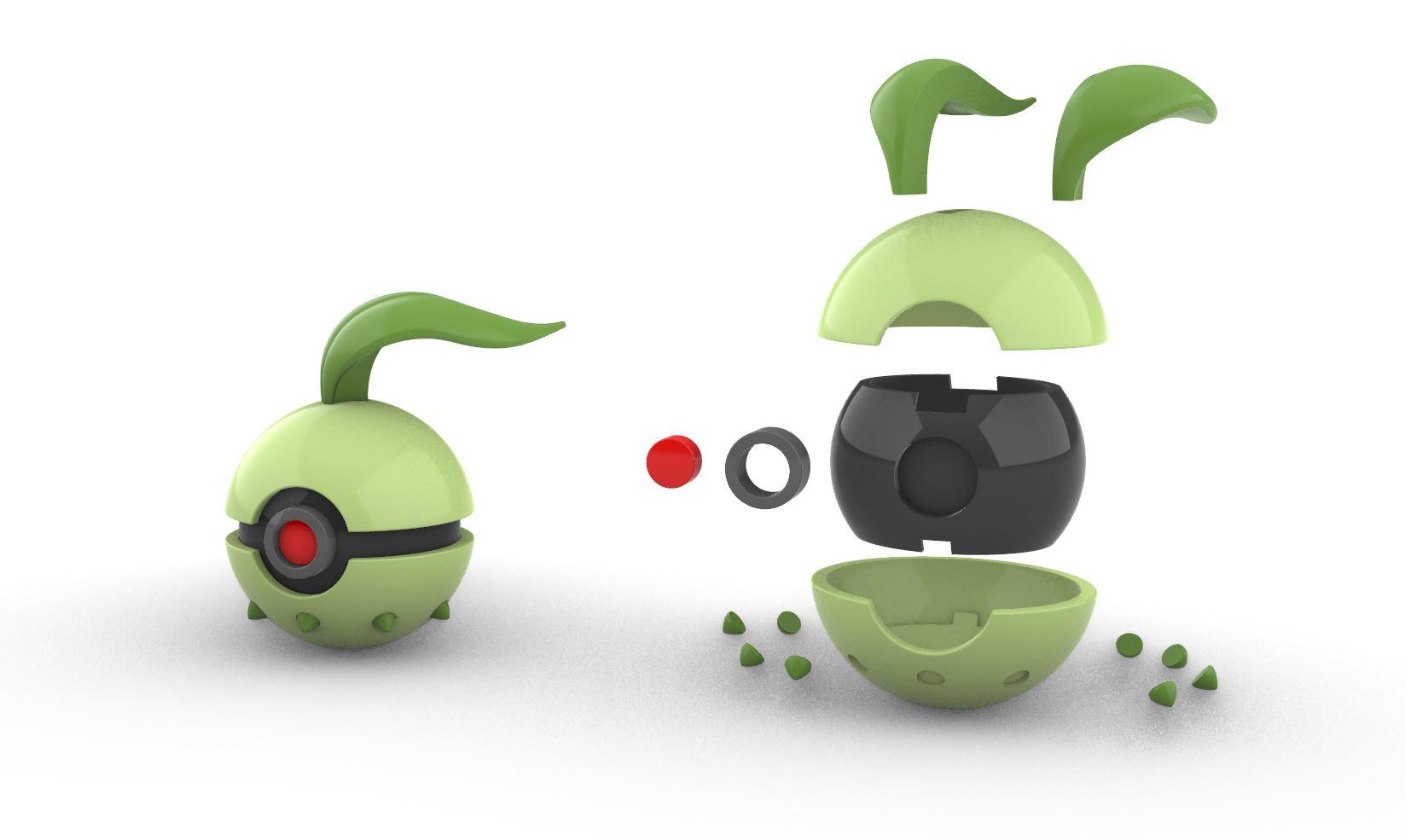 Pokeball 152 Chikorita 3d model