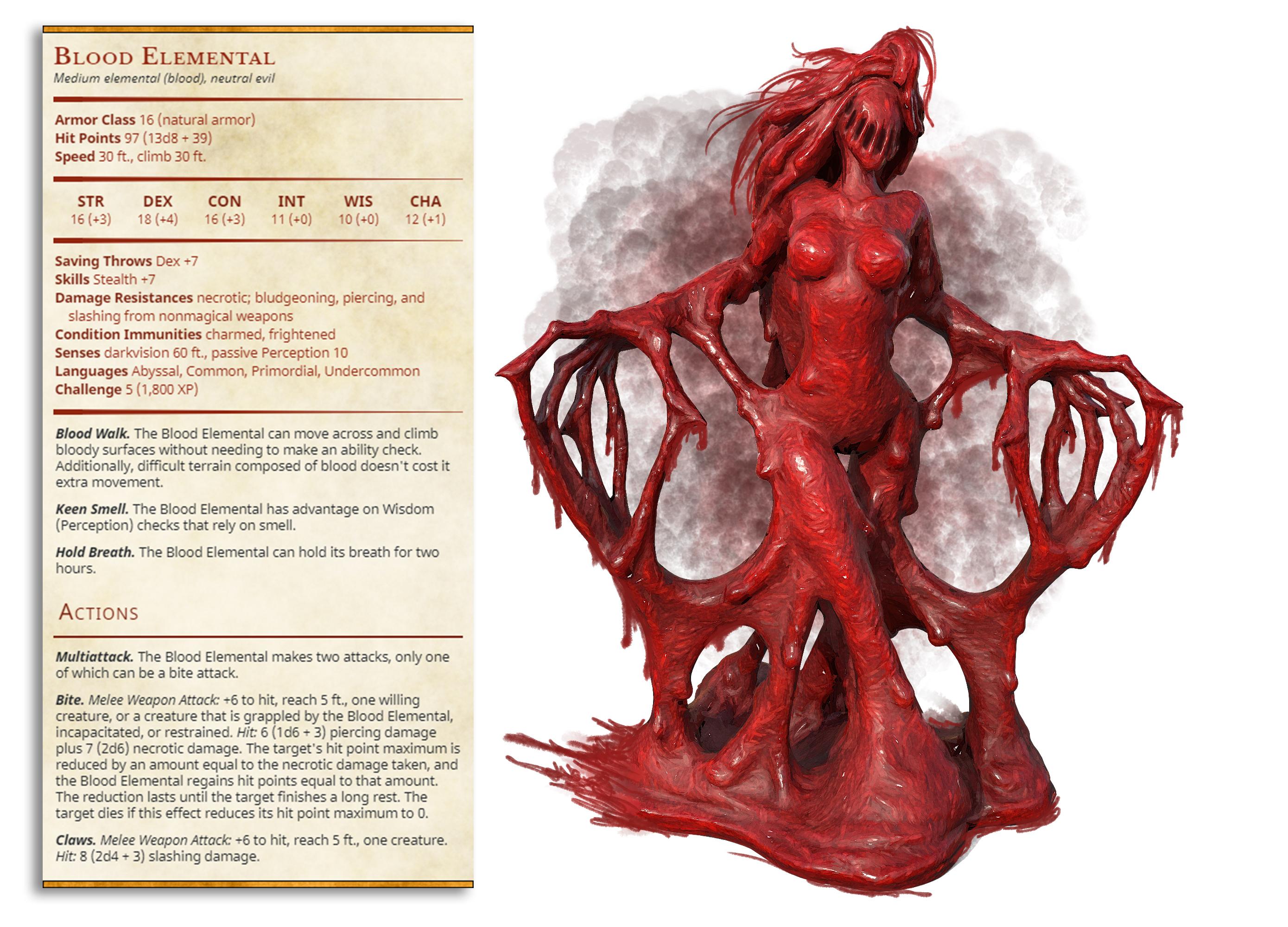 Blood Elemental - The Mists of Change - PRESUPPORTED - Illustrated and Stats - 32mm scale			 3d model