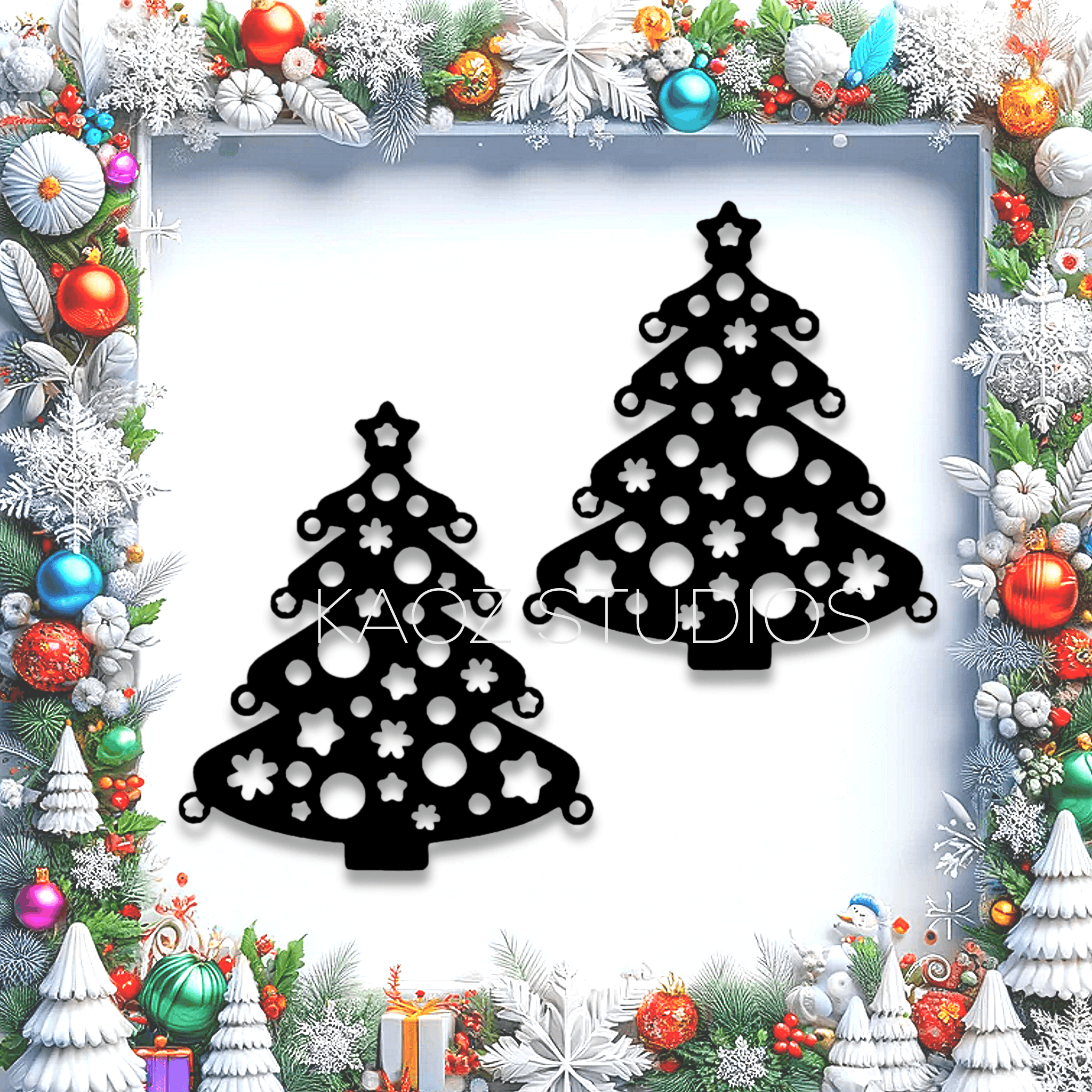 christmas tree earrings click & print holiday jewelry christmas ornament 3d model