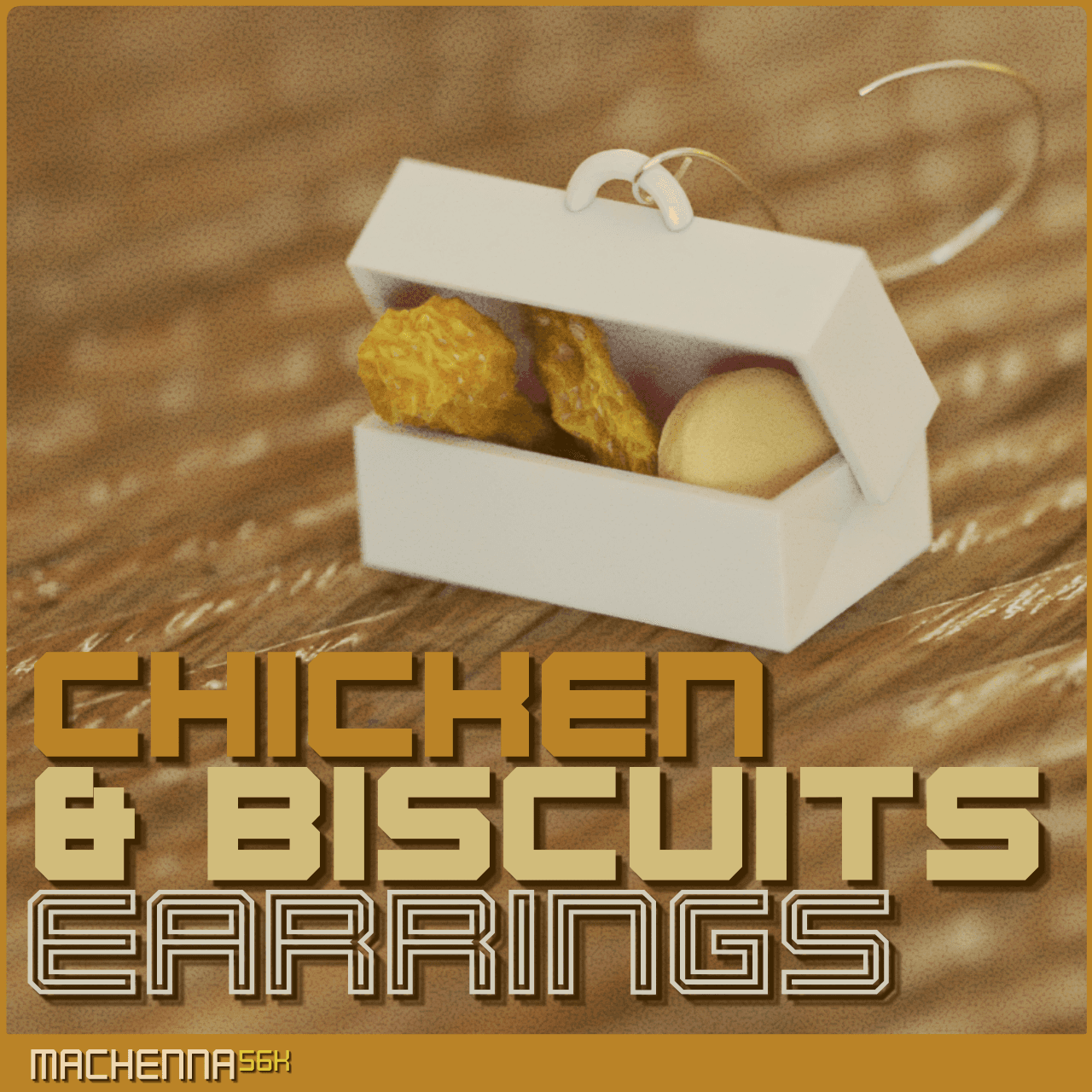 Chicken & Biscuit Earring 3d model