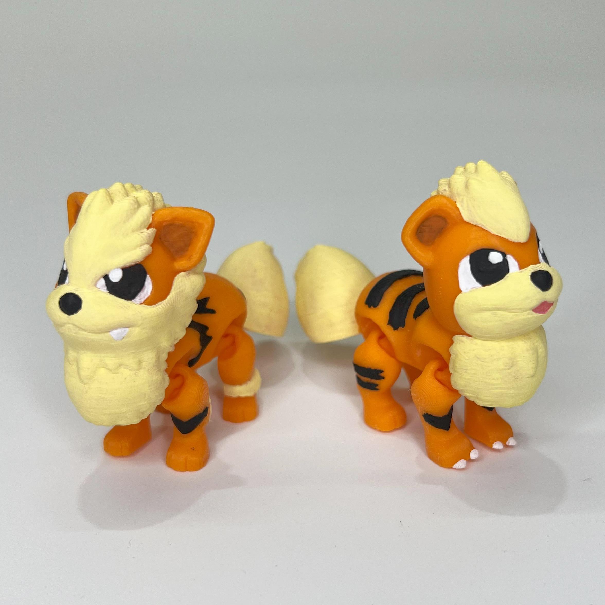 Flexi Growlithe & Arcanine (Easy Print No Supports) 3d model