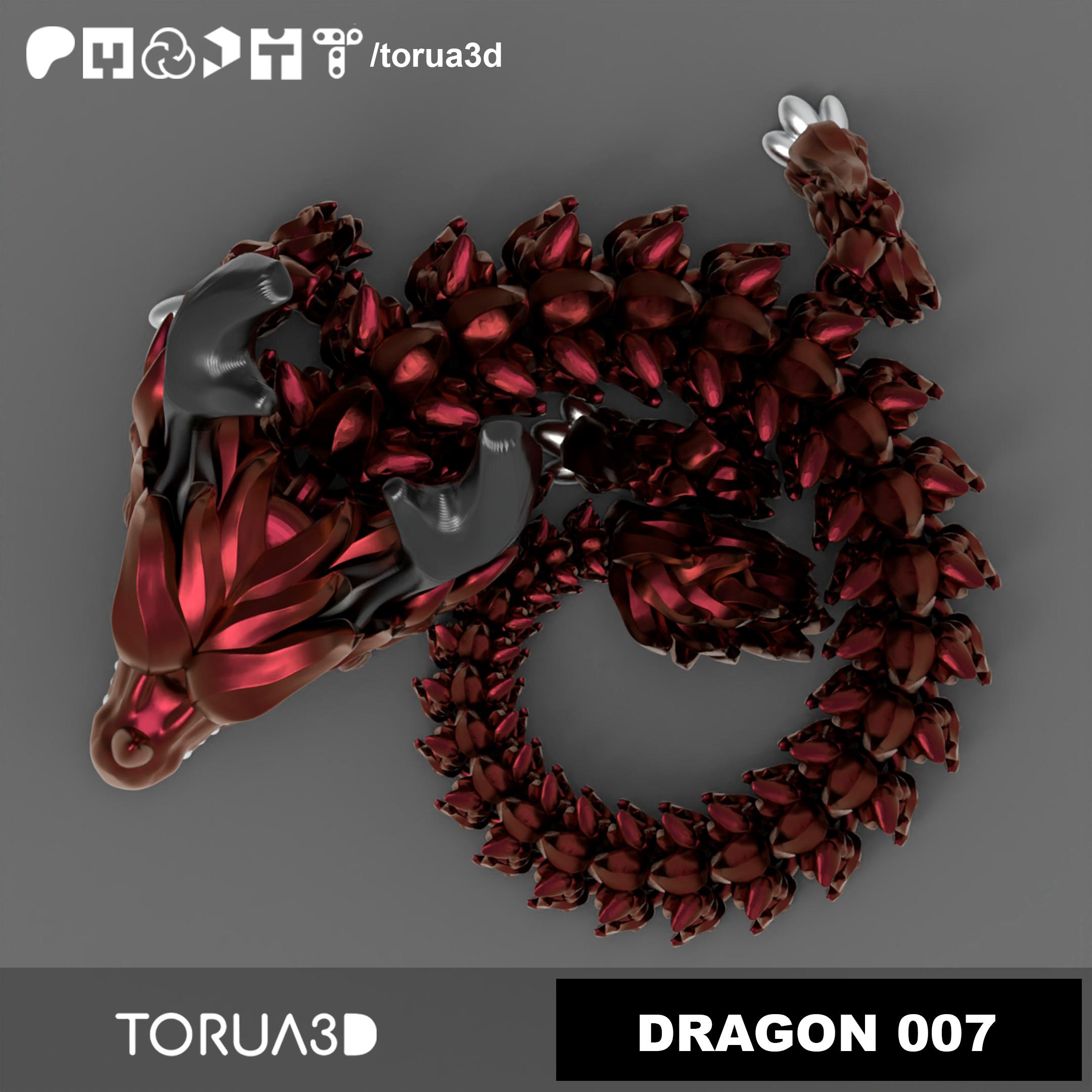 Articulated Dragon 007 - Print in place - No supports - Free - STL 3d model