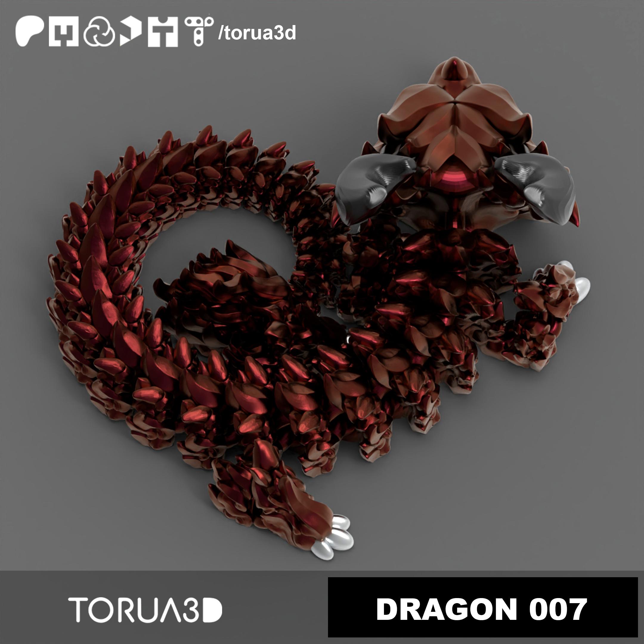 Articulated Dragon 007 - Print in place - No supports - Free - STL 3d model