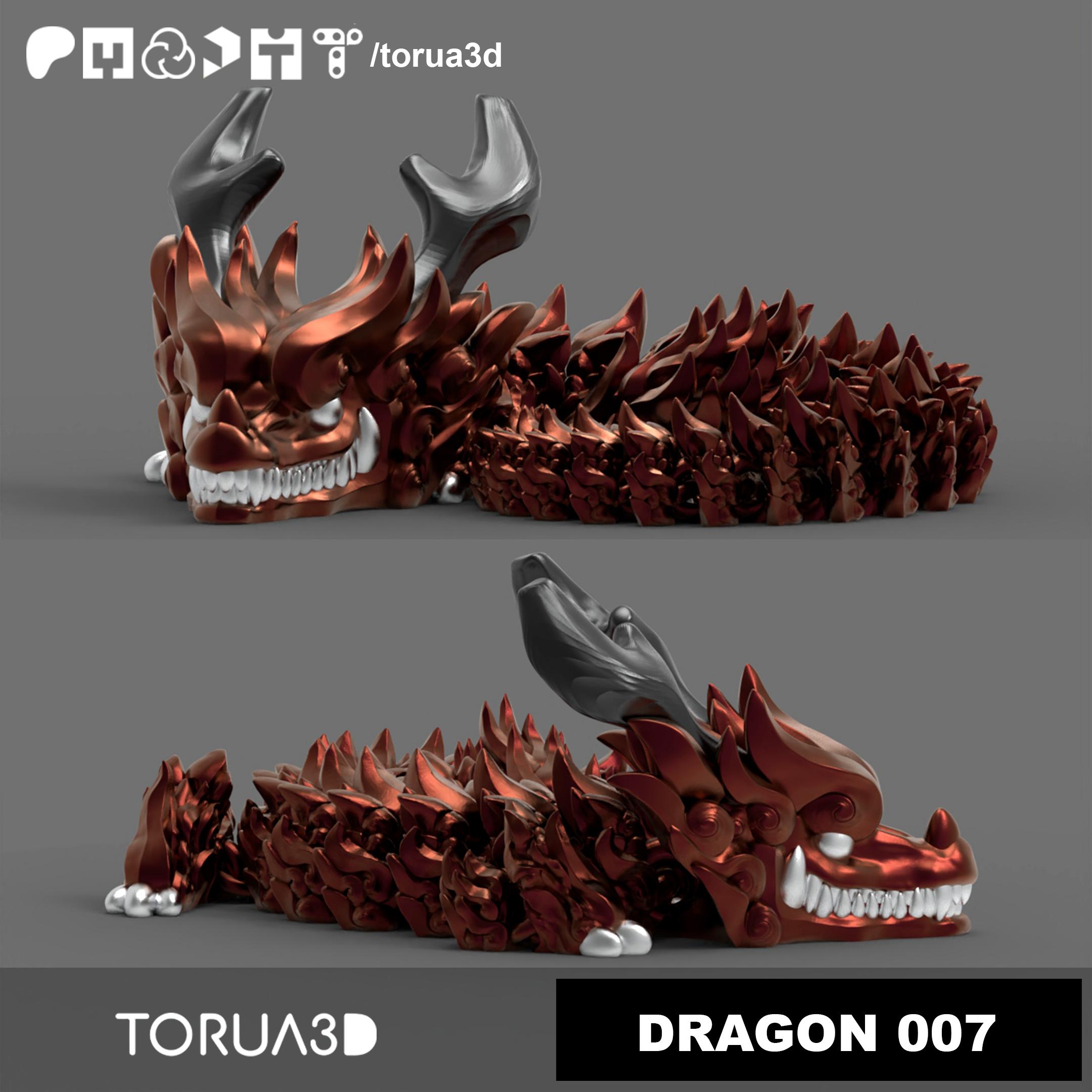 Articulated Dragon 007 - Print in place - No supports - Free - STL 3d model