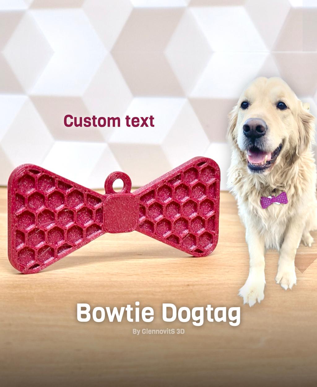 Customizable Bowtie Dogtag (For dogs with style!) 3d model