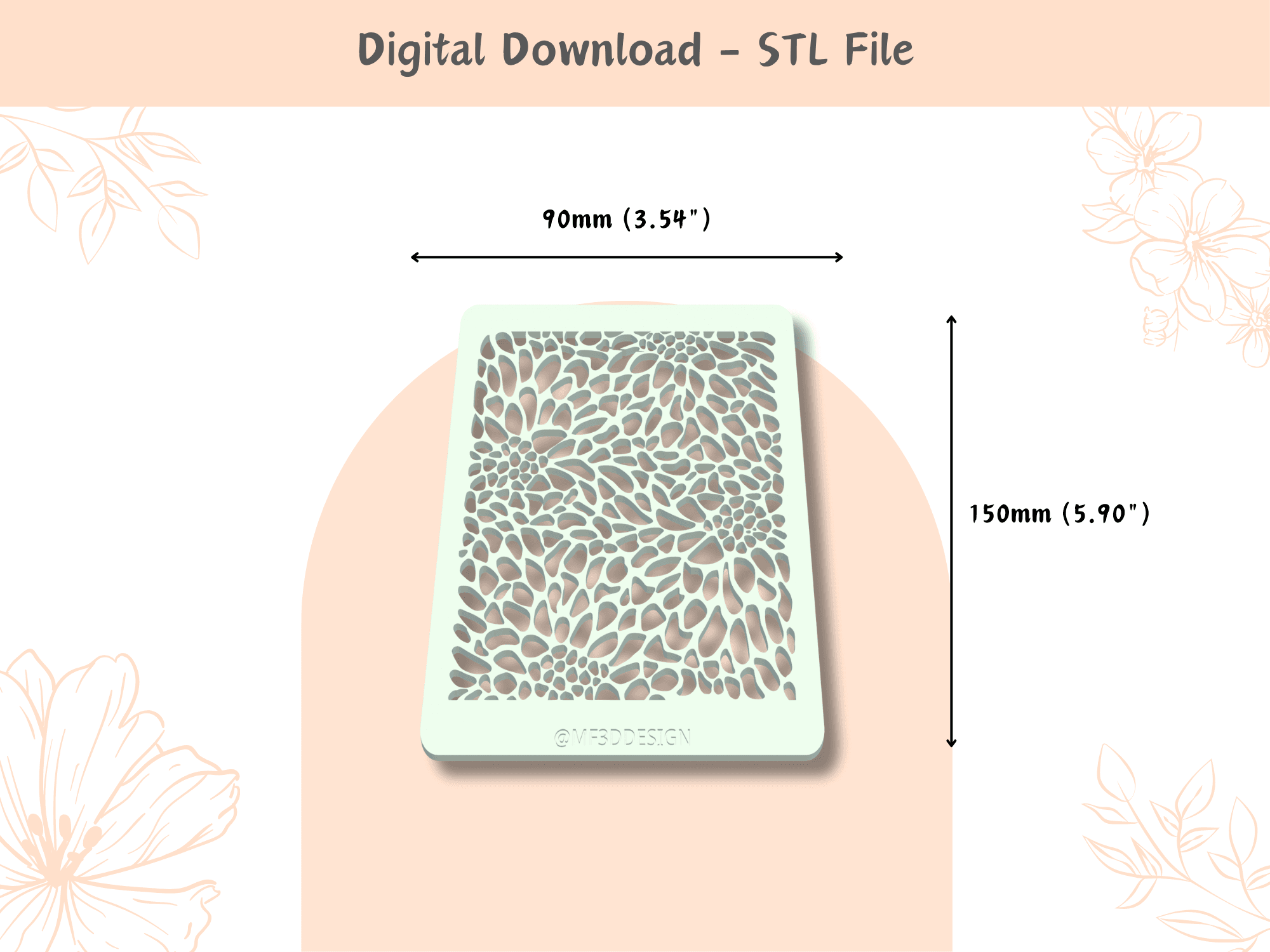 Mosaic Texture Stencil | Digital STL File | Unique Pattern | Polymer Clay Earrings | Clay Tools 3d model