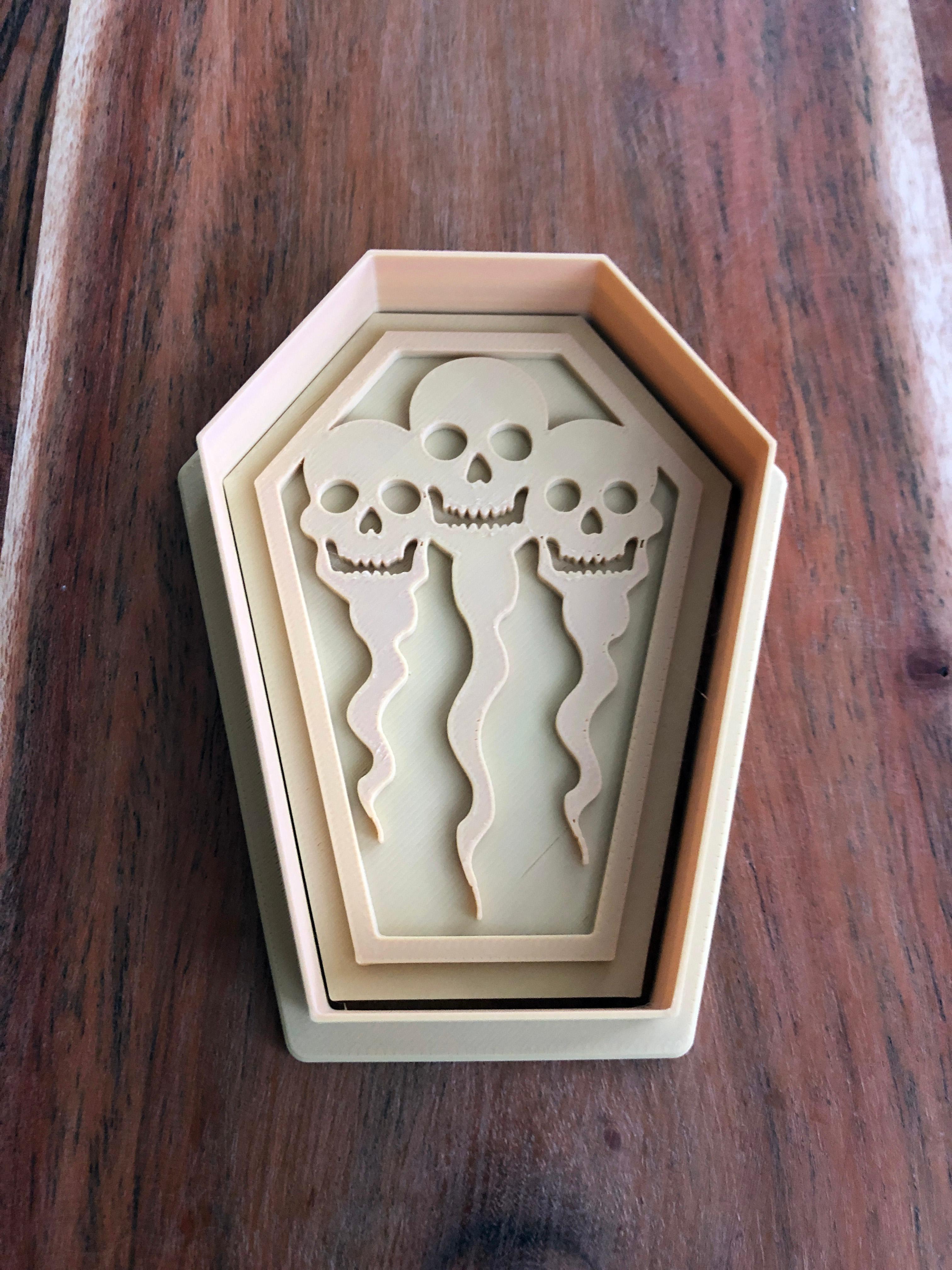 Coffin Skulls Cookie Cutters and Stamps 3d model