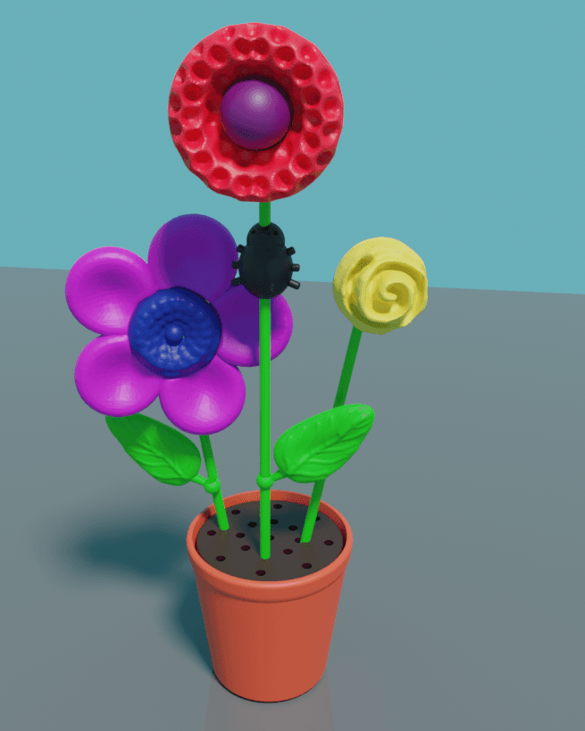 Flower With Flower Pot - No Supports - Press Fit 3d model