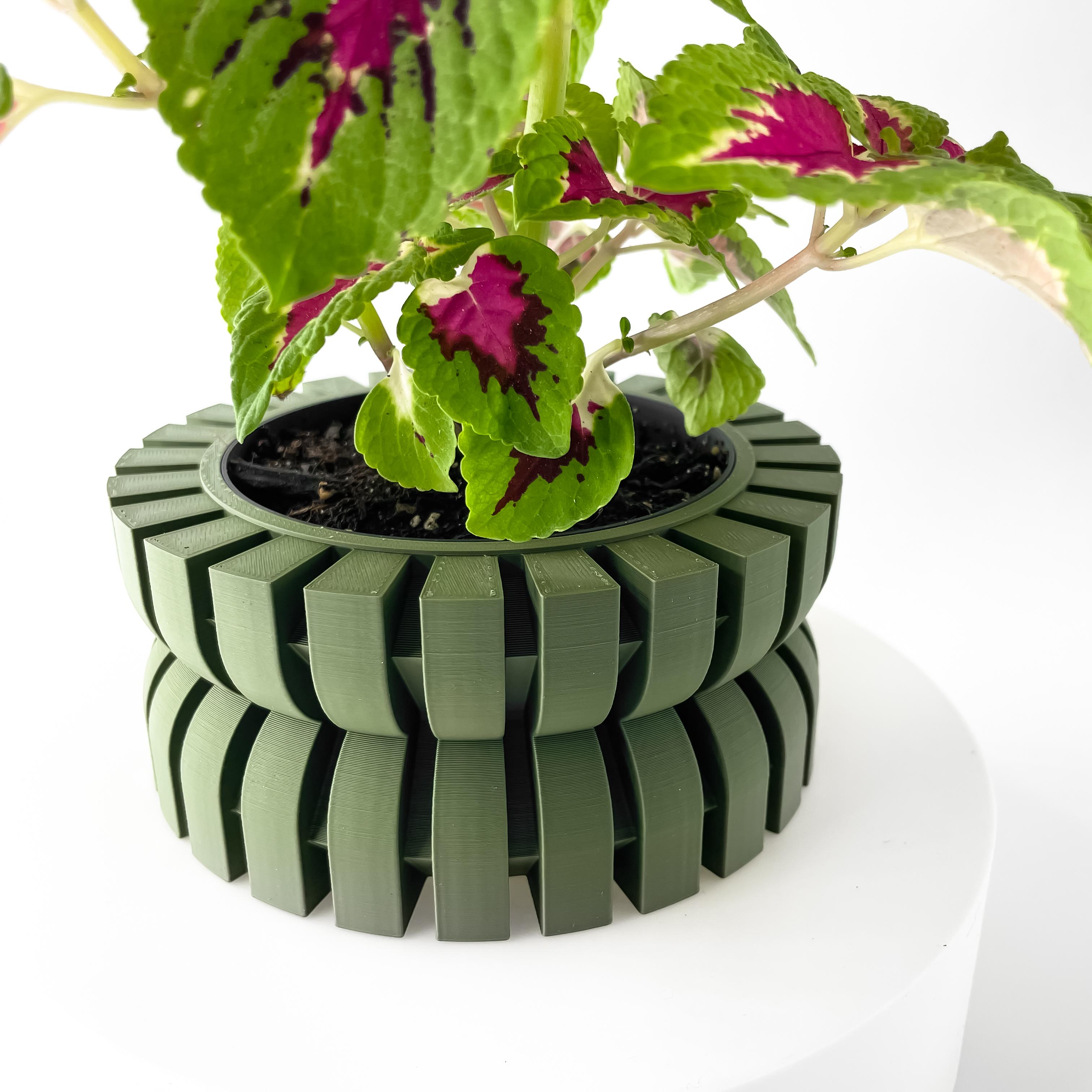 The Griva Planter Pot with Drainage Tray & Stand Included | Modern and Unique Home Decor 3d model