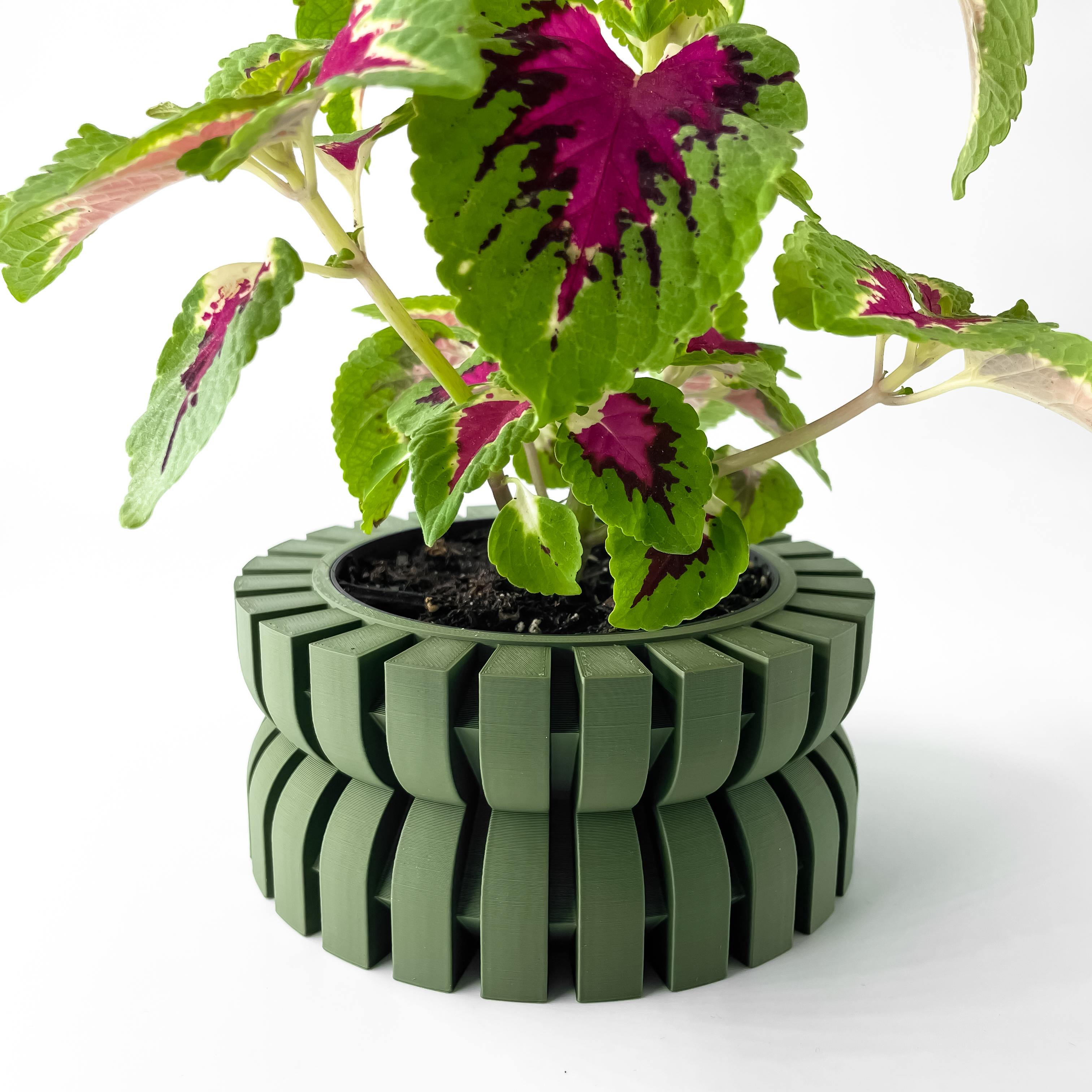 The Griva Planter Pot with Drainage Tray & Stand Included | Modern and Unique Home Decor 3d model