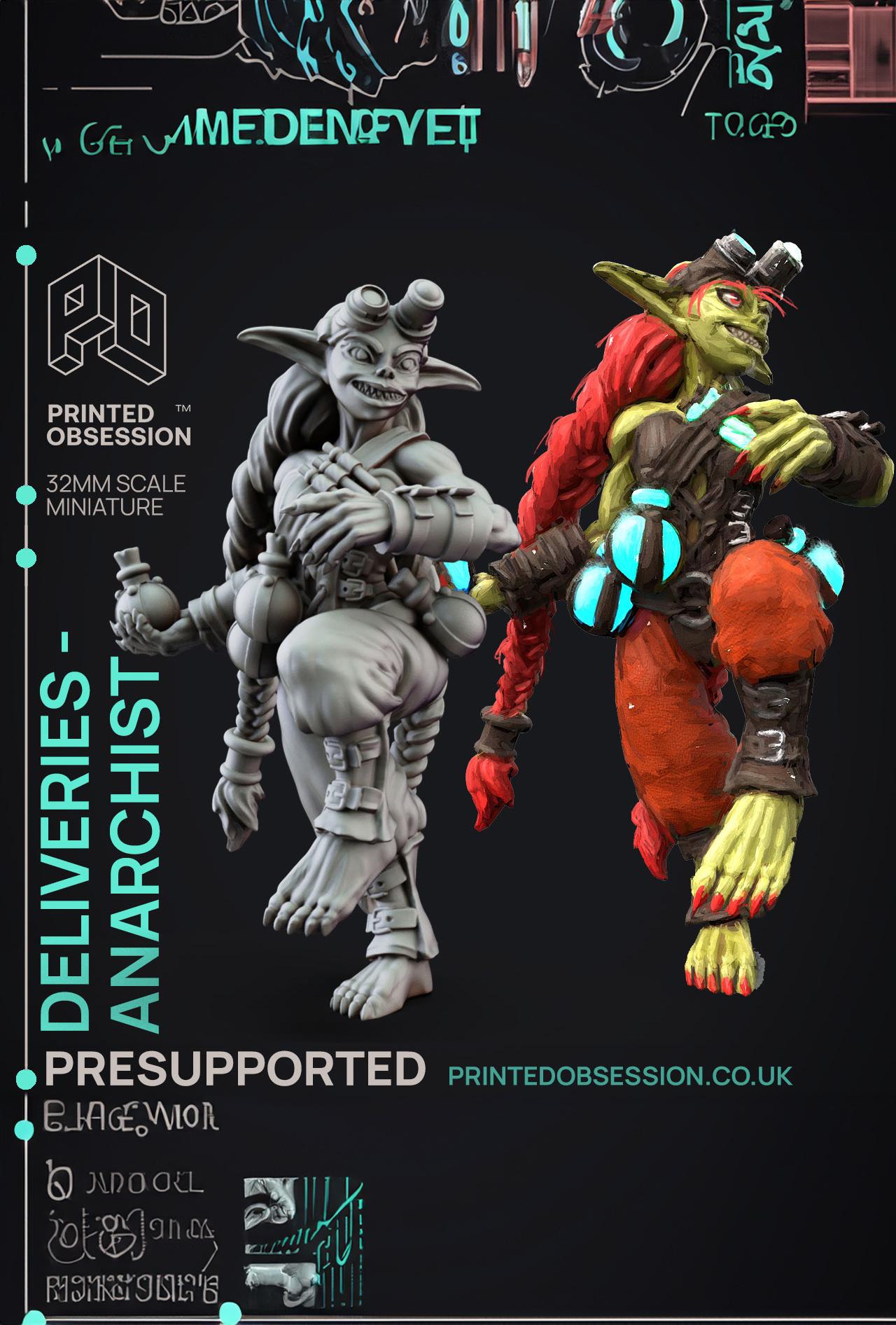 Deliveries - Goblin Anarchist - Potion Thrower - PRESUPPORTED - 32mm scale  3d model