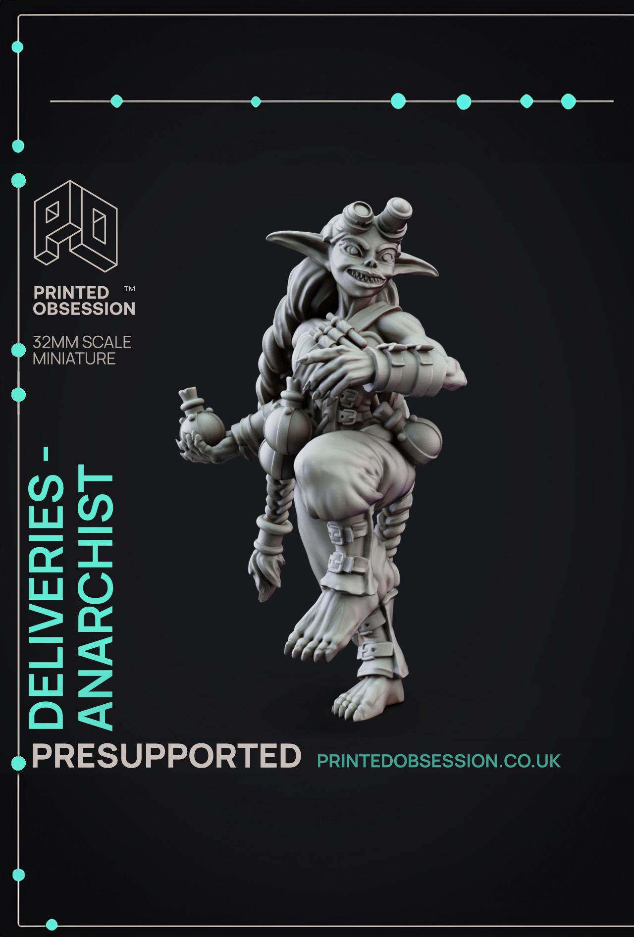 Deliveries - Goblin Anarchist - Potion Thrower - PRESUPPORTED - 32mm scale  3d model