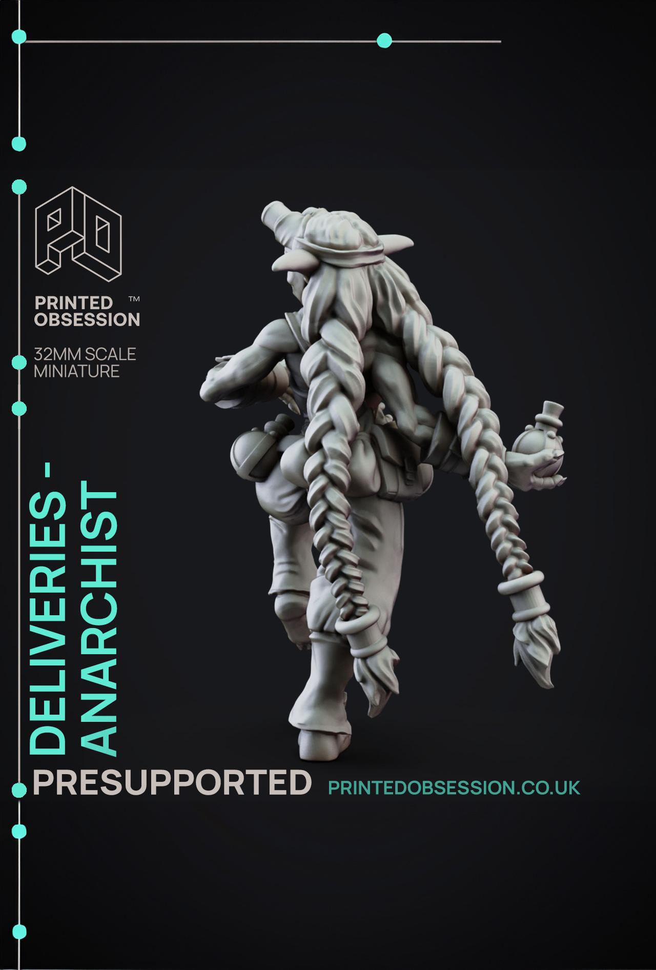 Deliveries - Goblin Anarchist - Potion Thrower - PRESUPPORTED - 32mm scale  3d model