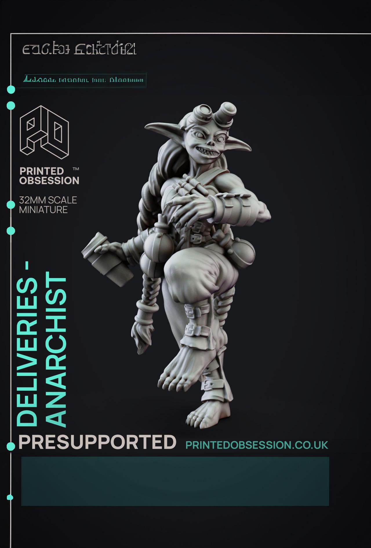 Deliveries - Goblin Anarchist - Potion Thrower - PRESUPPORTED - 32mm scale  3d model