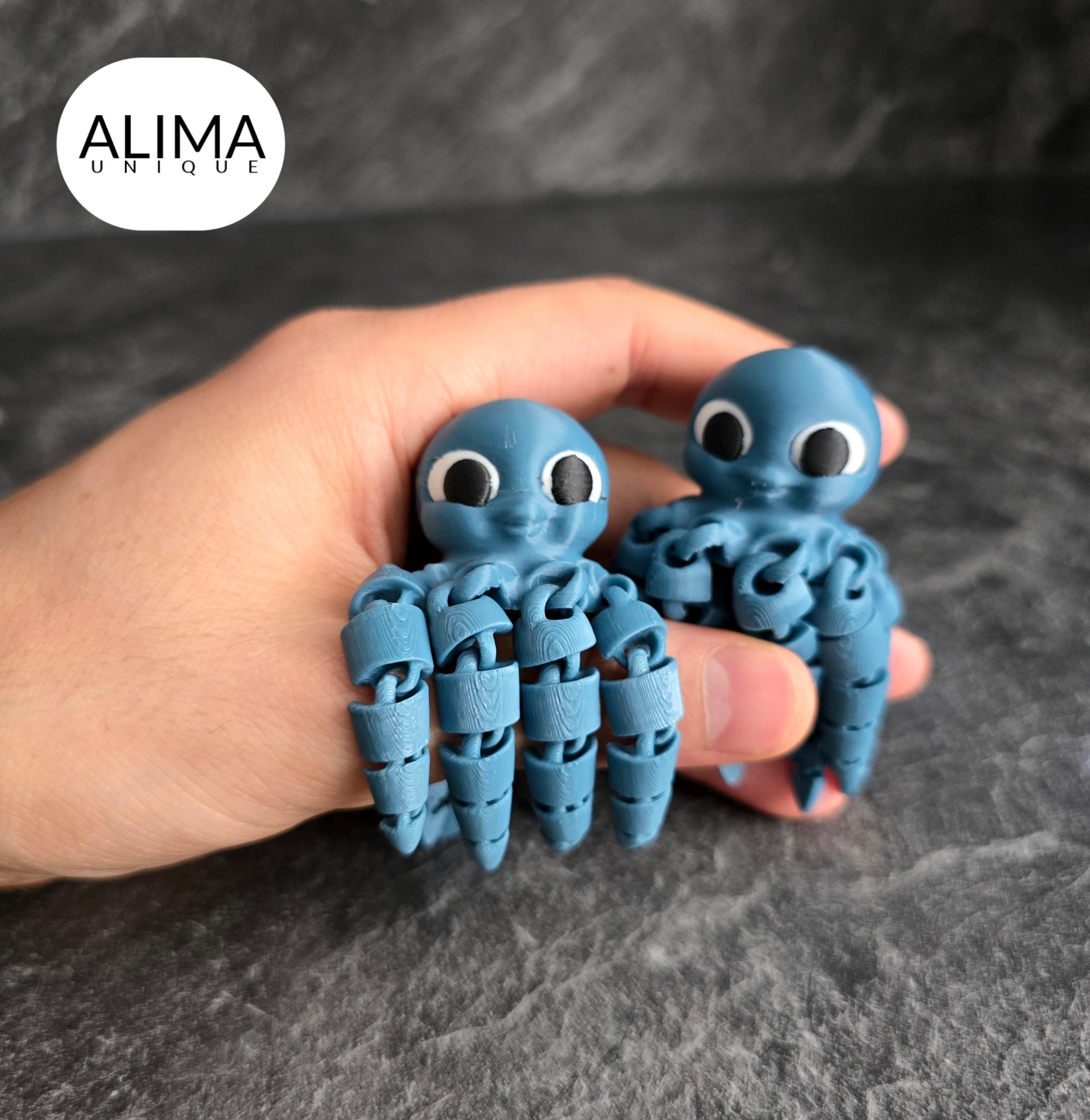 flexi baby octopus + keychain + separated parts 3d model