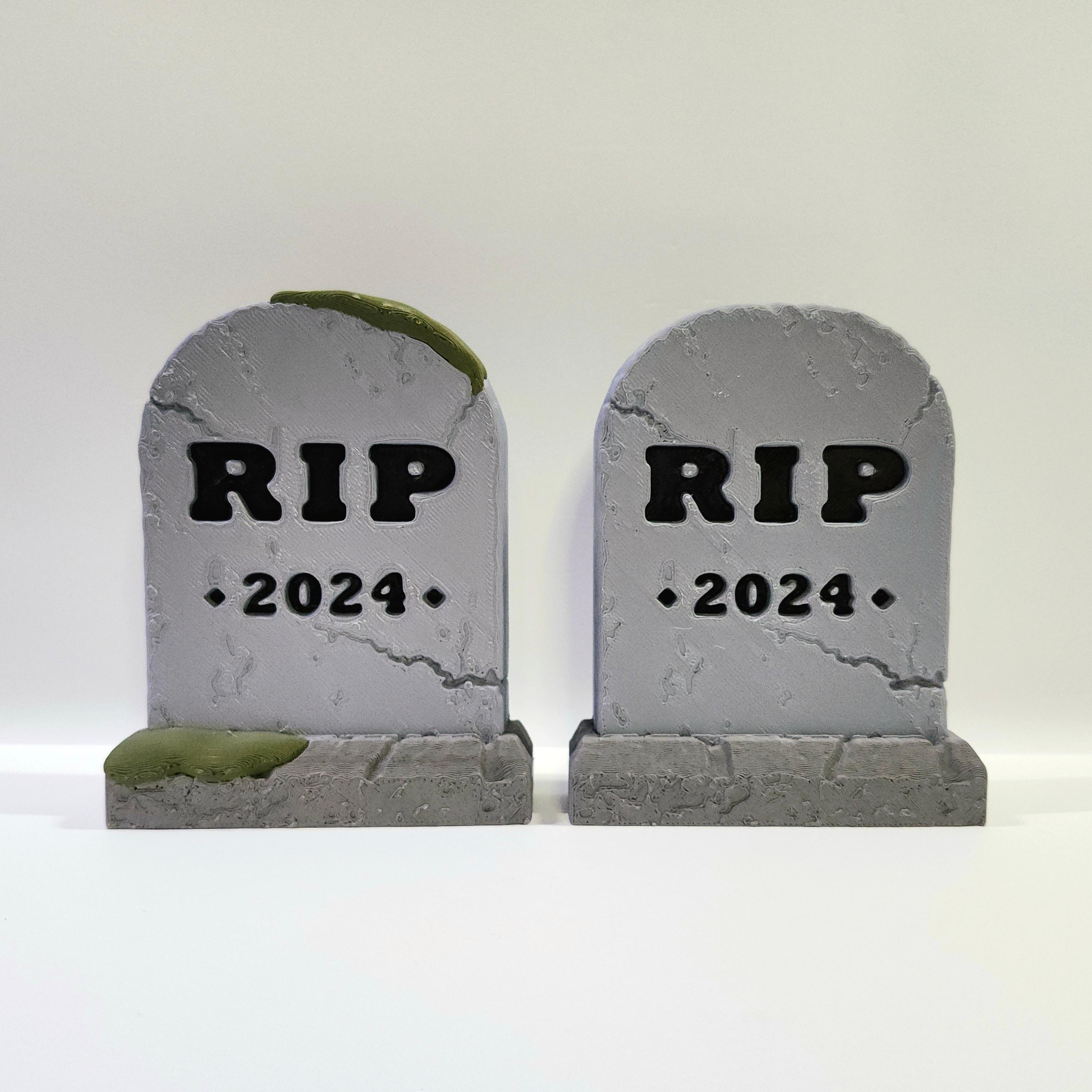 Weathered 'RIP 2024' Headstone Stand-Up Tabletop Decoration Set :: HALLOWEEN 2024 ] 3d model