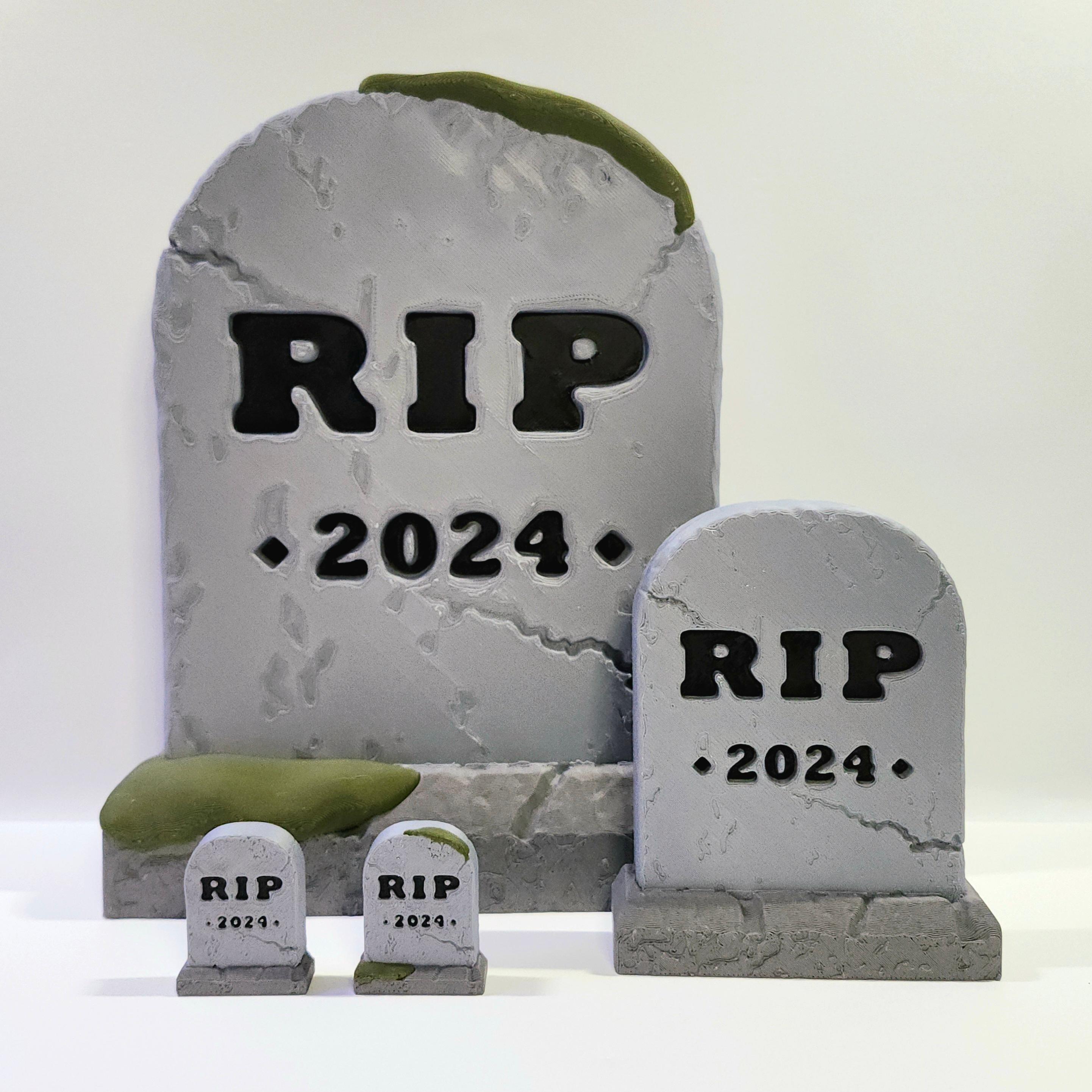 Weathered 'RIP 2024' Headstone Stand-Up Tabletop Decoration Set :: HALLOWEEN 2024 ] 3d model