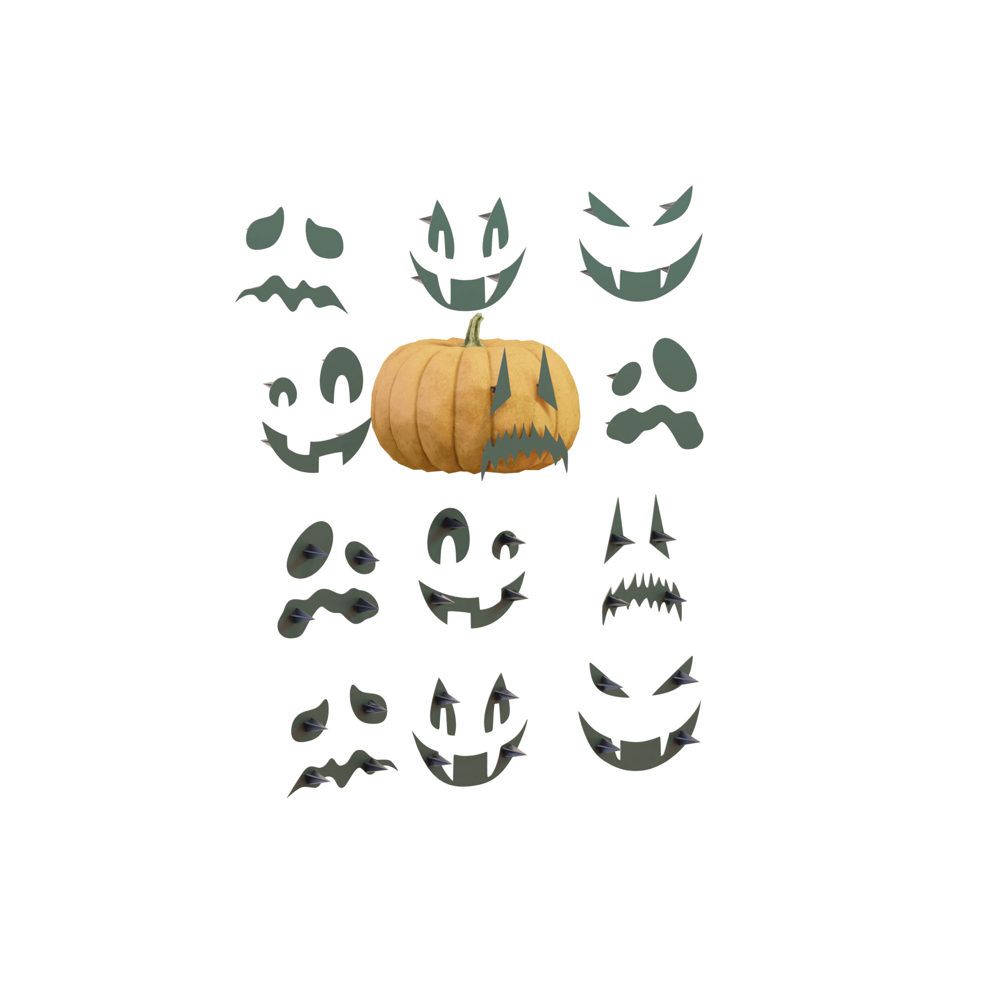 Mr Pumpkin Head Faces 1 3d model