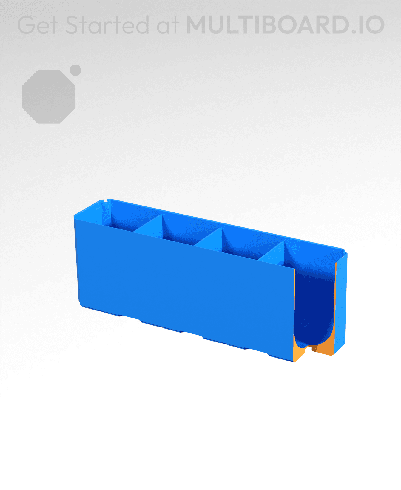 4x1x1.5 - Full Curved - Divided Bin - Multibin Insert 3d model