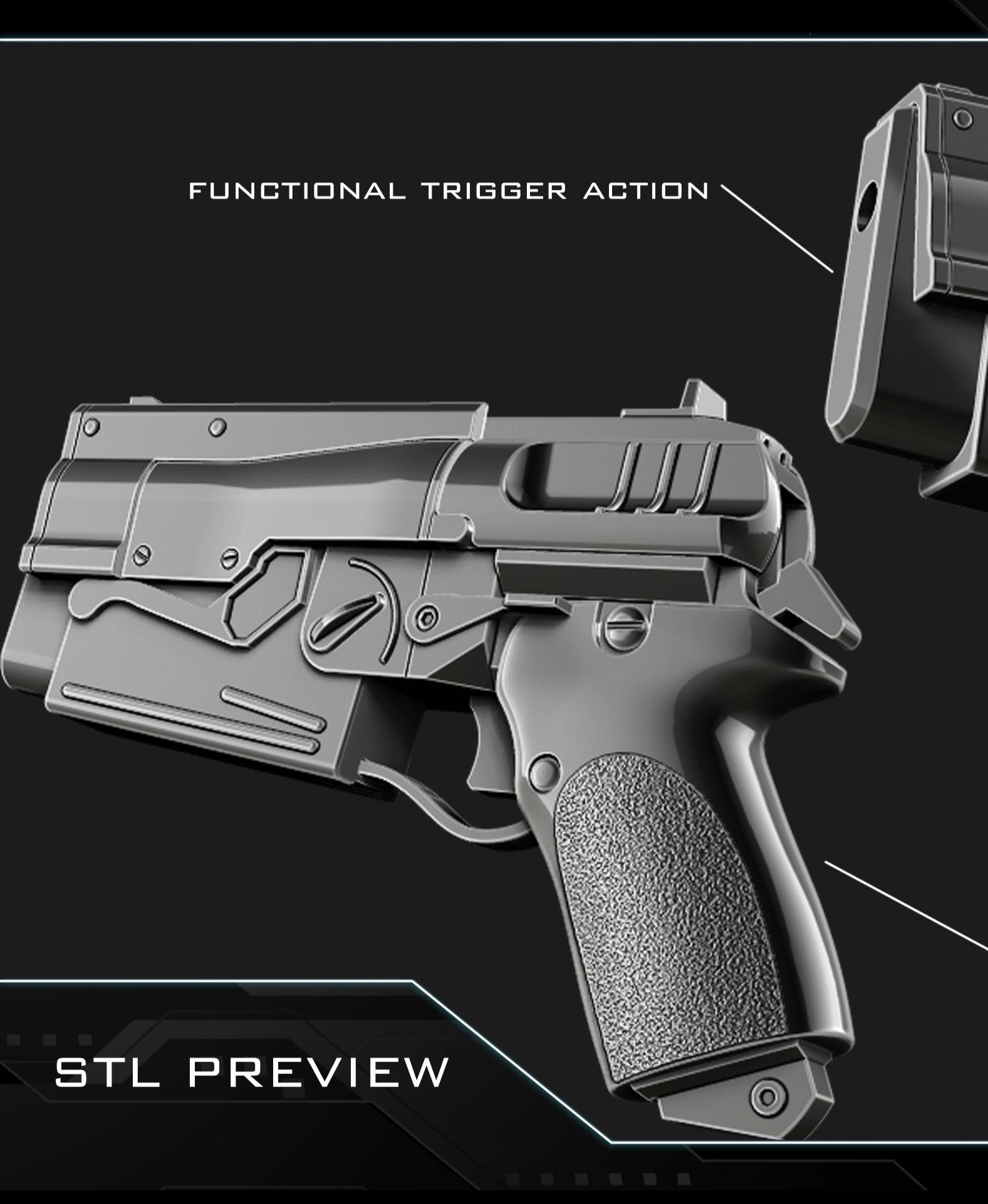 10 mm blaster 2 - Fallout - functional trigger / hammer action 3d model