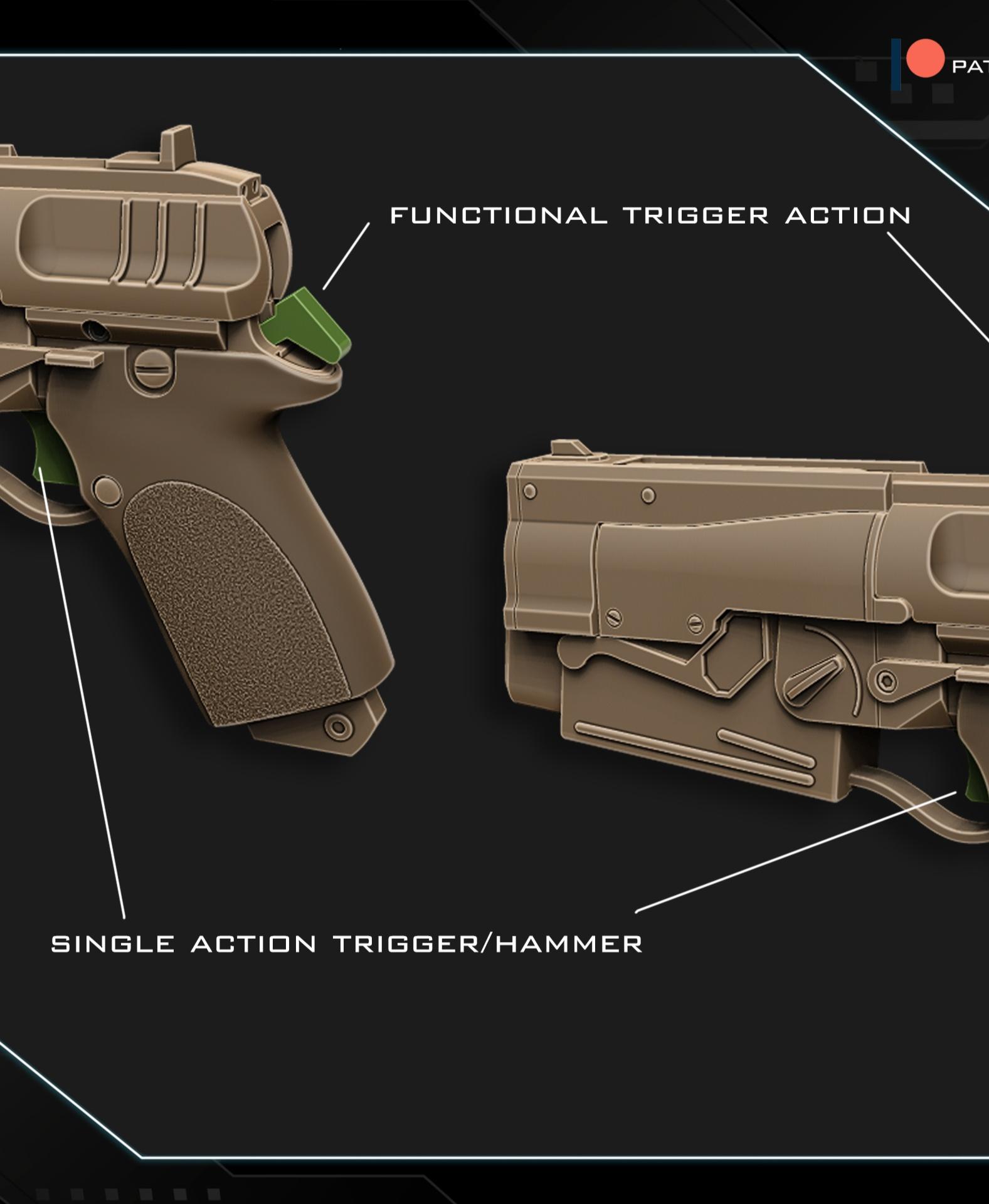 10 mm blaster 2 - Fallout - functional trigger / hammer action 3d model