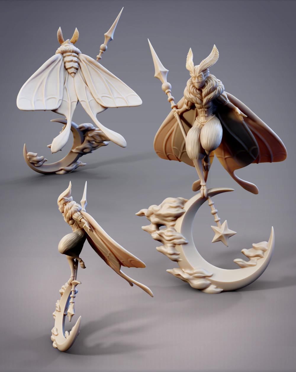 Mothfolk Moon Mage - Psychidae, Noctuoidea Mage (Pre-Supported) 3d model