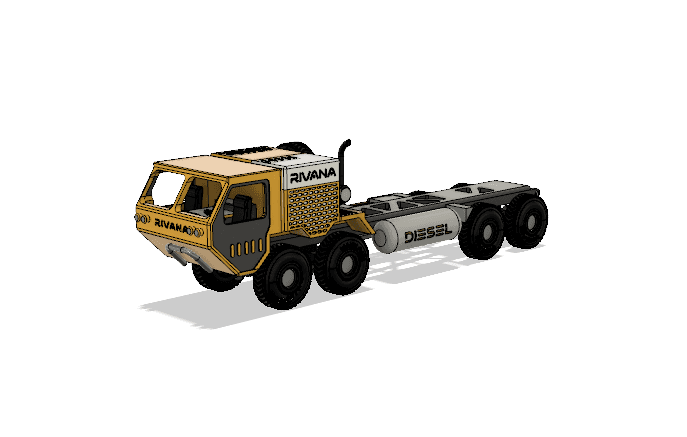 Yellow Military Truck Chassis 3d model