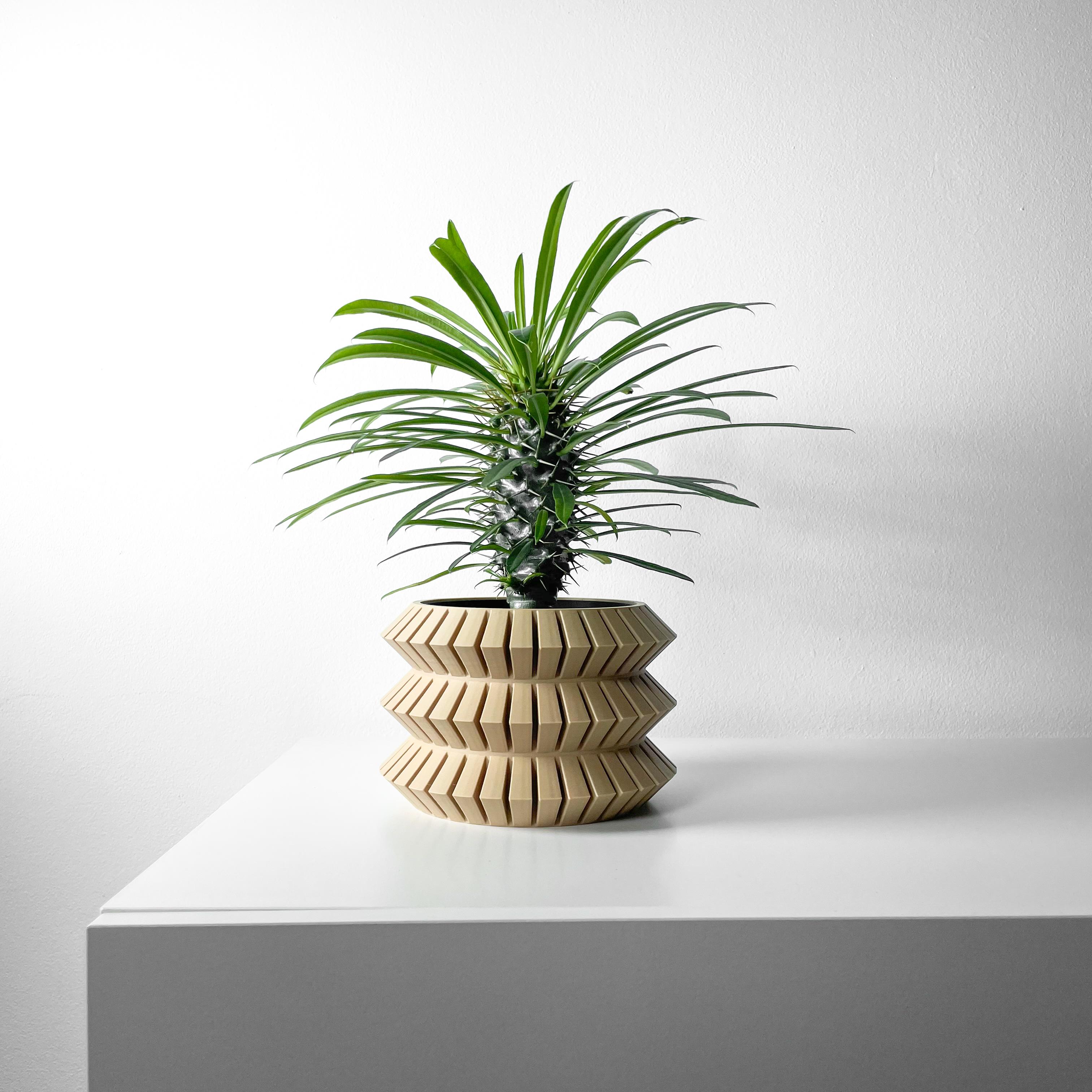 The Sivat Planter Pot with Drainage Tray & Stand Included | Modern and Unique Home Decor 3d model
