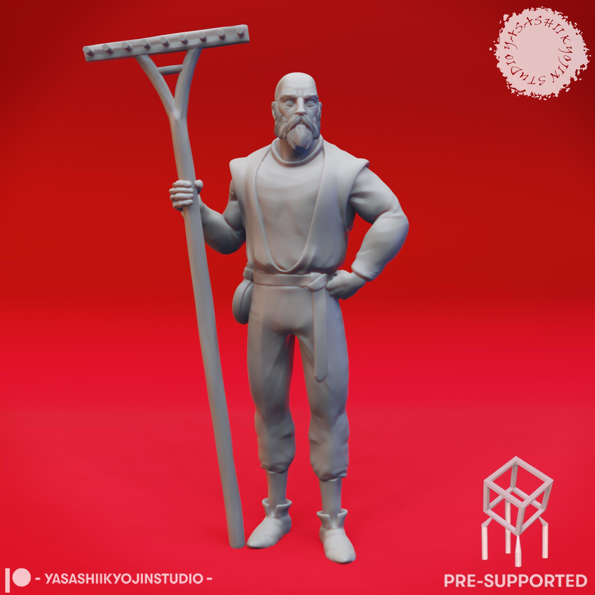 Townsfolk - Farmer - Tabletop Miniatures (Pre-Supported) 3d model