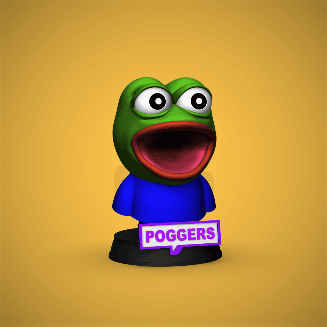 Poggers -Pepe Emote Bust 3d model