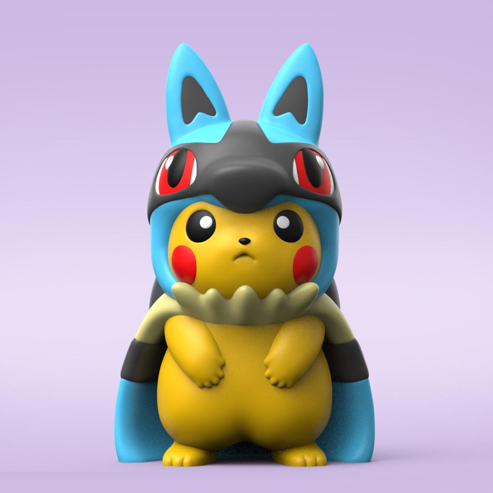 Pikachu cosplay Lucario (Easy Print No Supports) 3d model