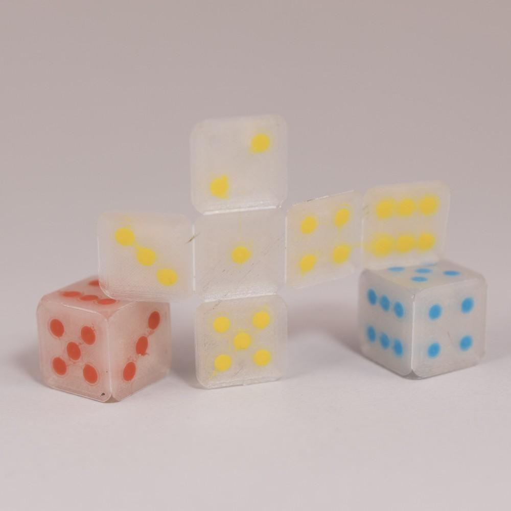 Folding 16mm Dice // Single and Dual Color 3d model