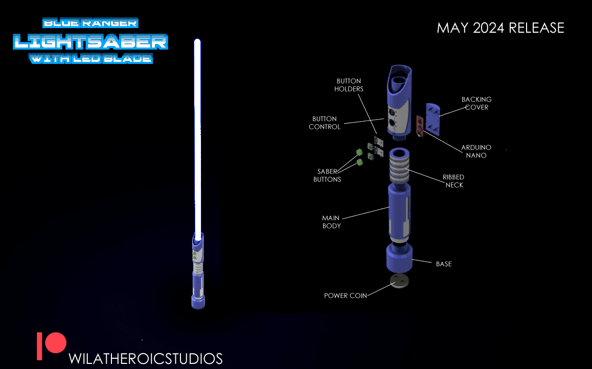 Blue Ranger Lightsaber with LEDs 3d model